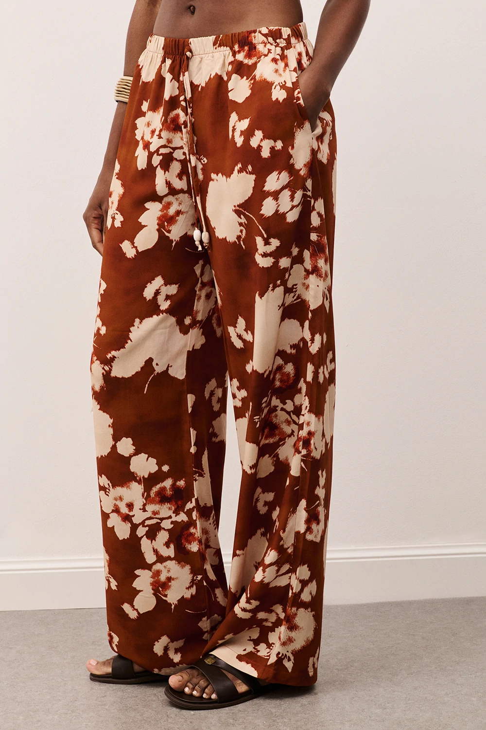 PANTALONE donna GAMPA AMPIA con elastico in vita fantasia floreale bruciato two way PA26SP1087 UNICA TWO WAY