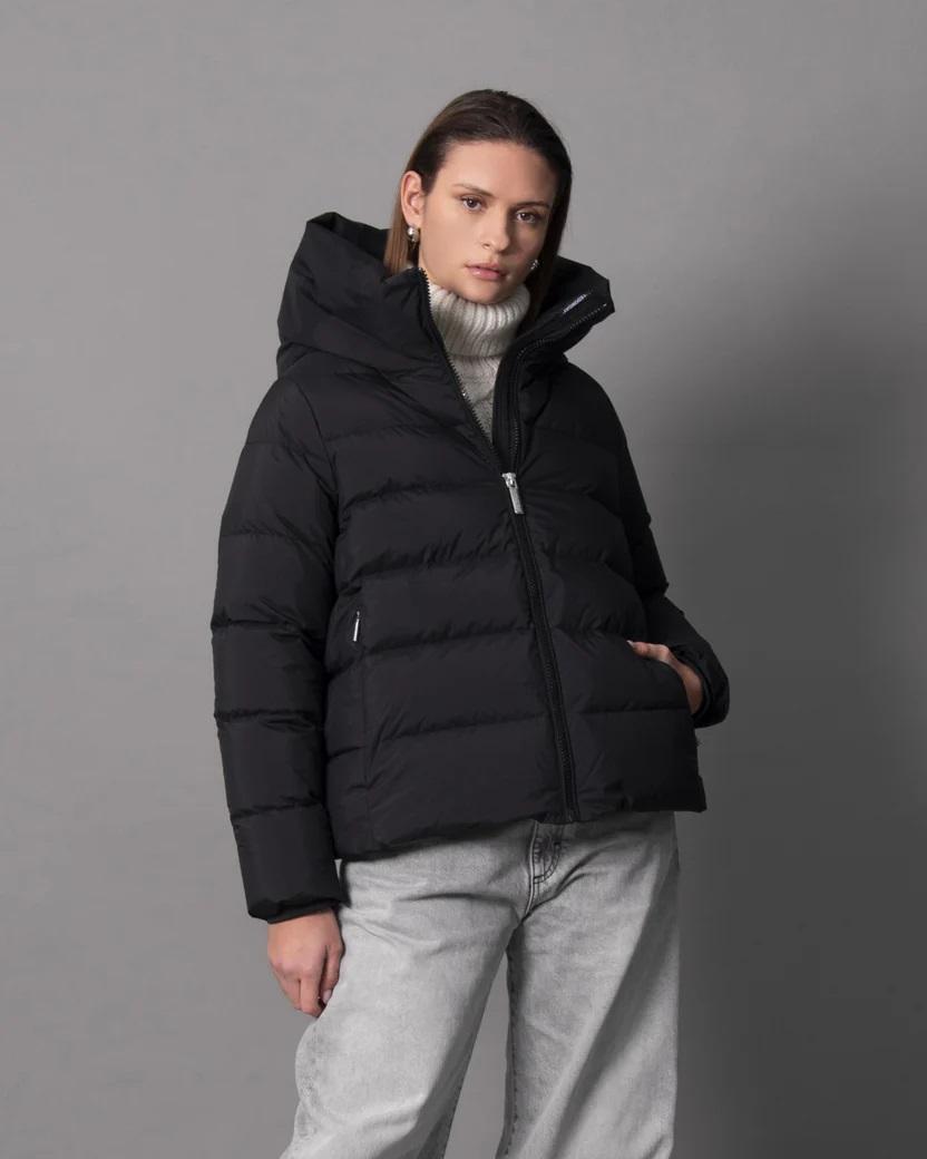 piumino donna con cappuccio nero freedomday O00056 BLACK FREEDOMDAY