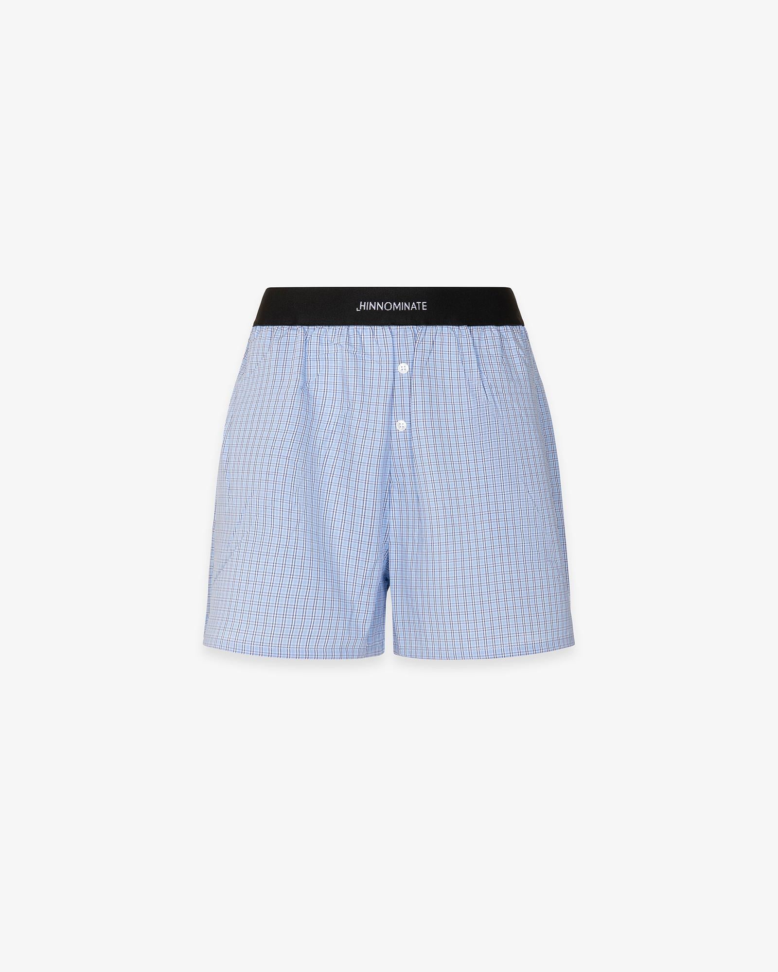 BERMUDA DONNA in cotone a quadro con elastico in vita BLU HINNOMINATE HMABW02613 BLU HINNOMINATE