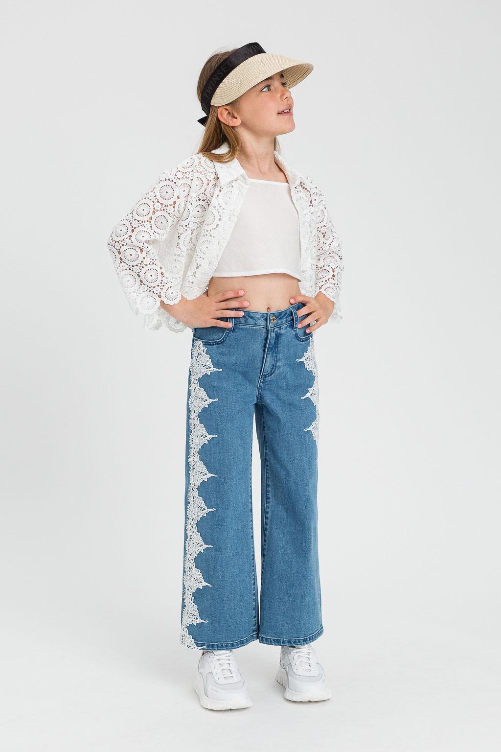 CAMICIA BAMBINA IN PIZZO CON TOP BIANCO TWINSET 261GJ2Q25 BIANCO TWINSET KIDS