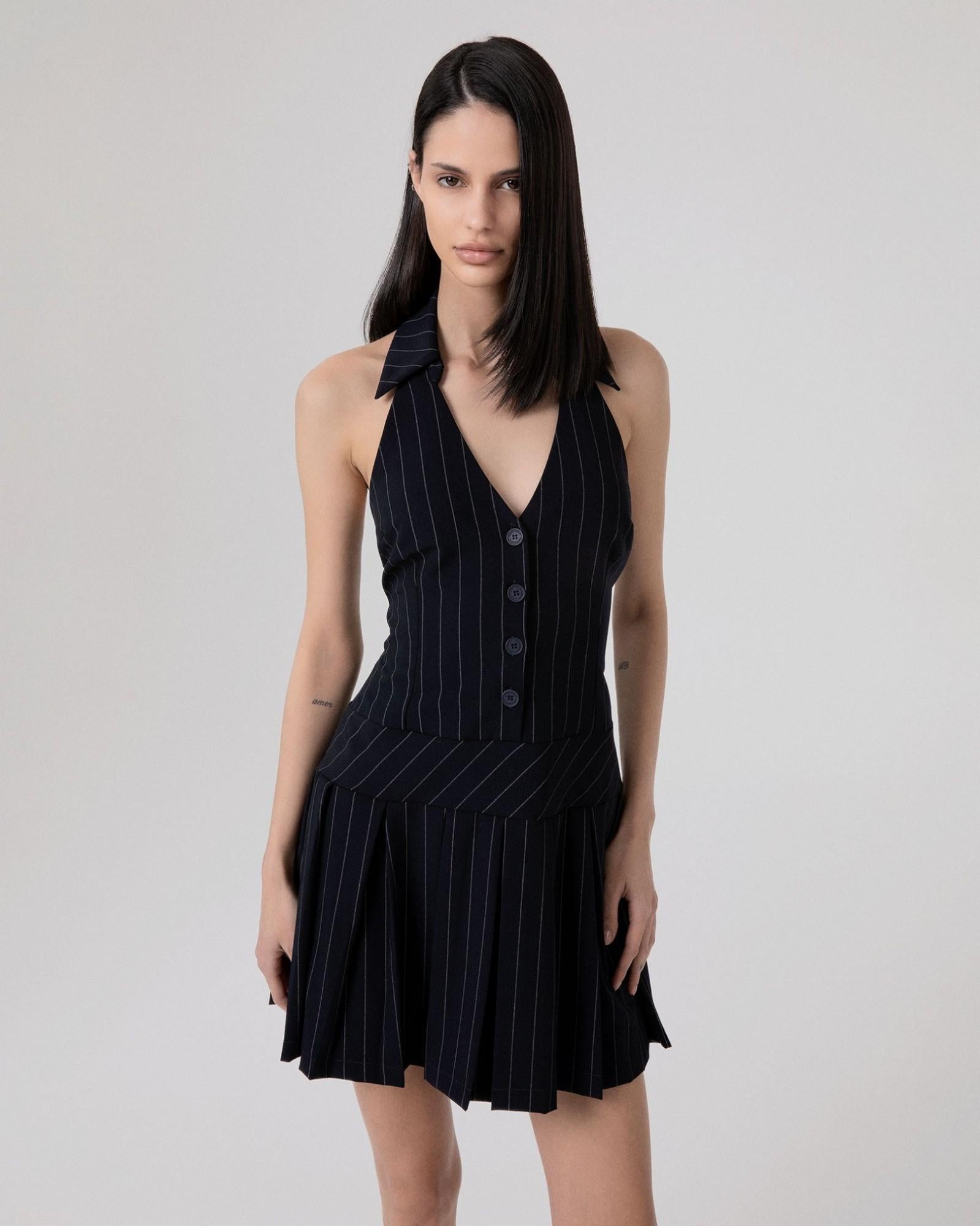 ABITO DONNA CORTO GESSATO CON COLLETTO A POLO BLU HINNOMINATE HMABW02575 BLU HINNOMINATE