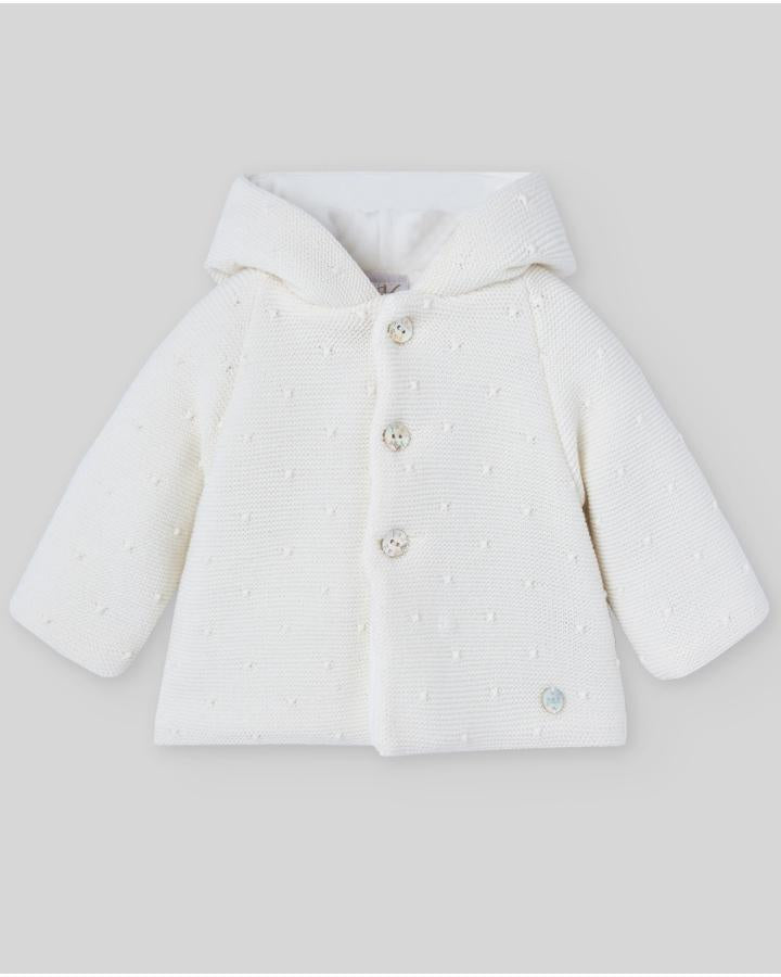CAPPOTTO NEONATO CON CAPPUCCIO IN LANA E PILE PANNA PAZ RODRIGUEZ 012-112901 PANNA PAZ RODRIGUEZ