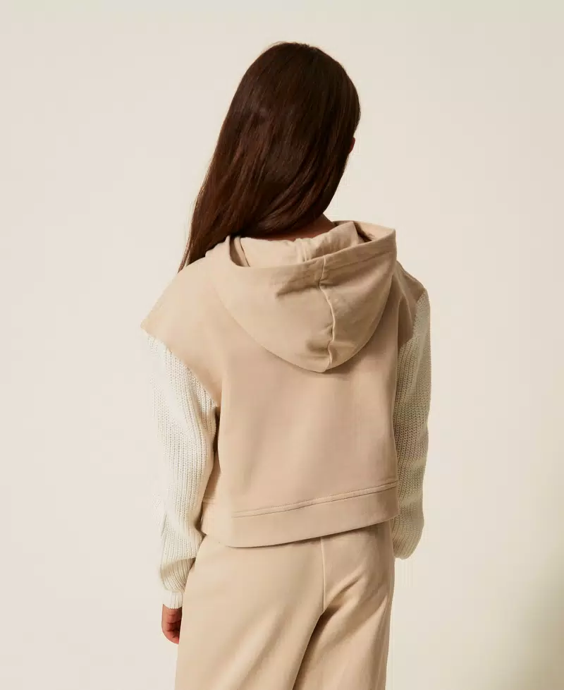 FELPA BAMBINA MANICHE IN LANA TWINSET 252GJ2060 SAND DARK\ MILK TWINSET KIDS