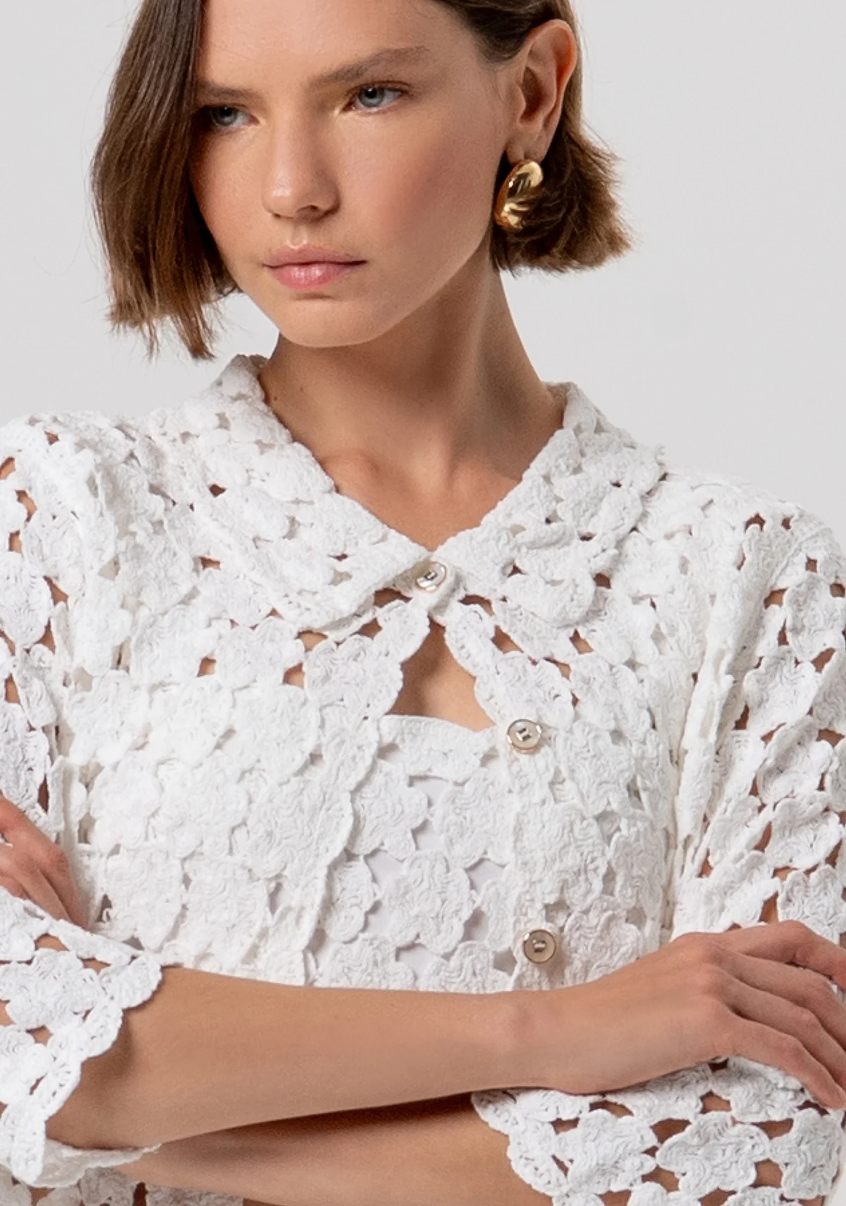 CARDIGAN DONNA REGULAR IN PIZZO BIANCO FRACOMINA FR26ST8018K488R6 CREAM FRACOMINA