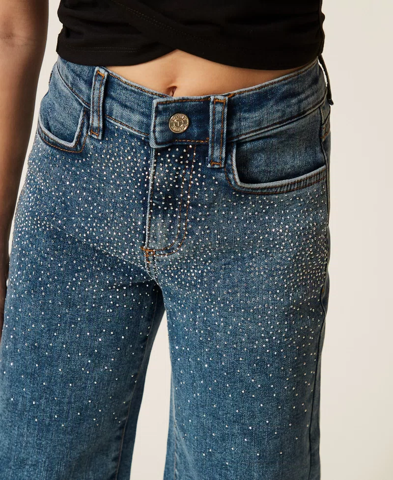 JEANS BAMBINA CON STRASS ALL OVER DENIM TWINSET 261GJ2122 DENIM BLU TWINSET KIDS