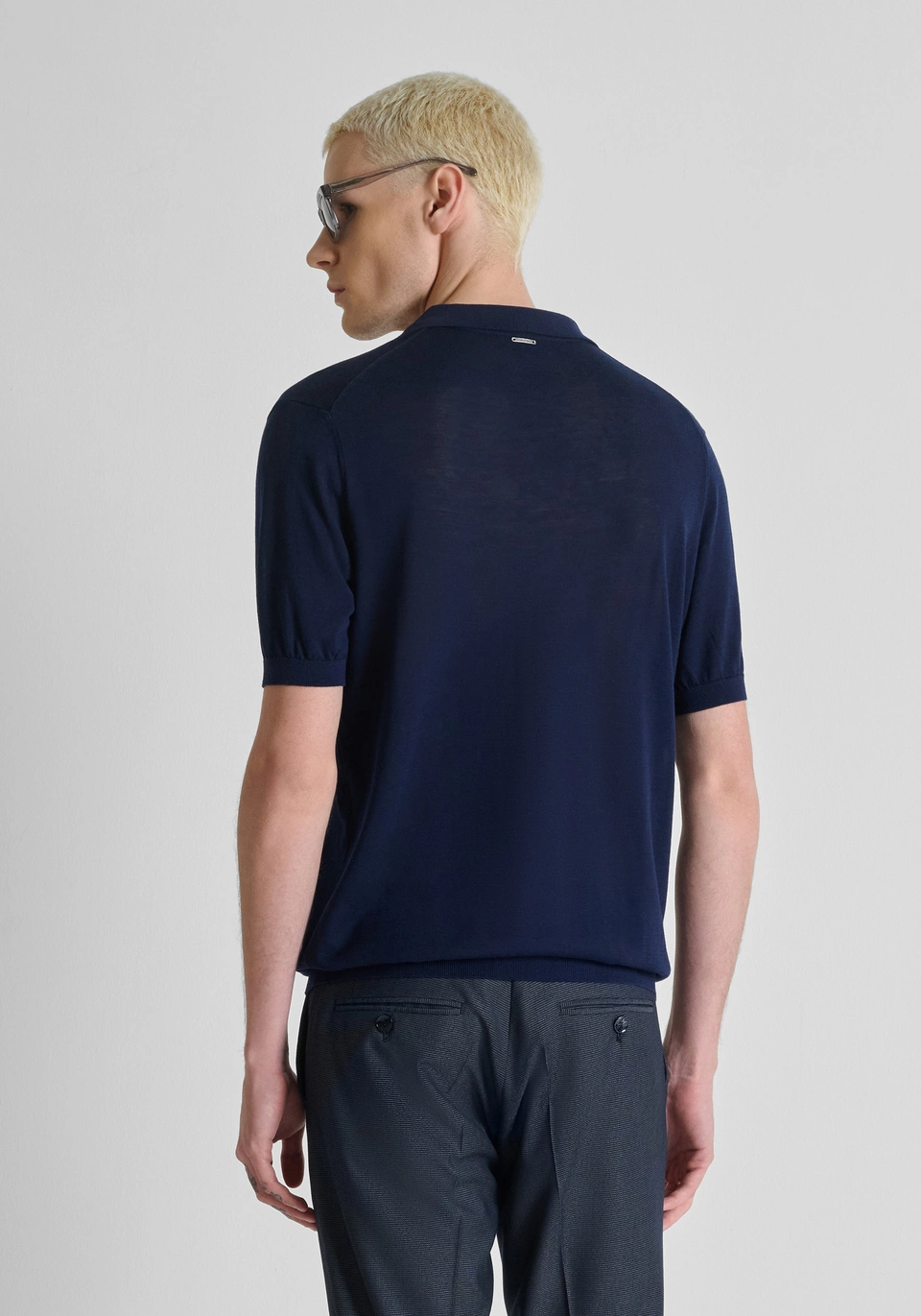 POLO UOMO IN MAGLIA SENZA BOTTONI BLU ANTONY MORATO MMSW01608 YA200091 BLU ANTONY MORATO