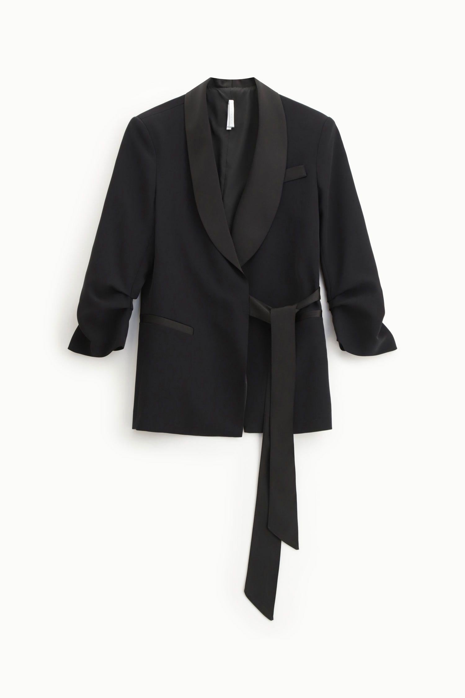 Blazer dona con chiusura laterale e rever effetto satin nero imperial JBF1KHX NERO IMPERIAL