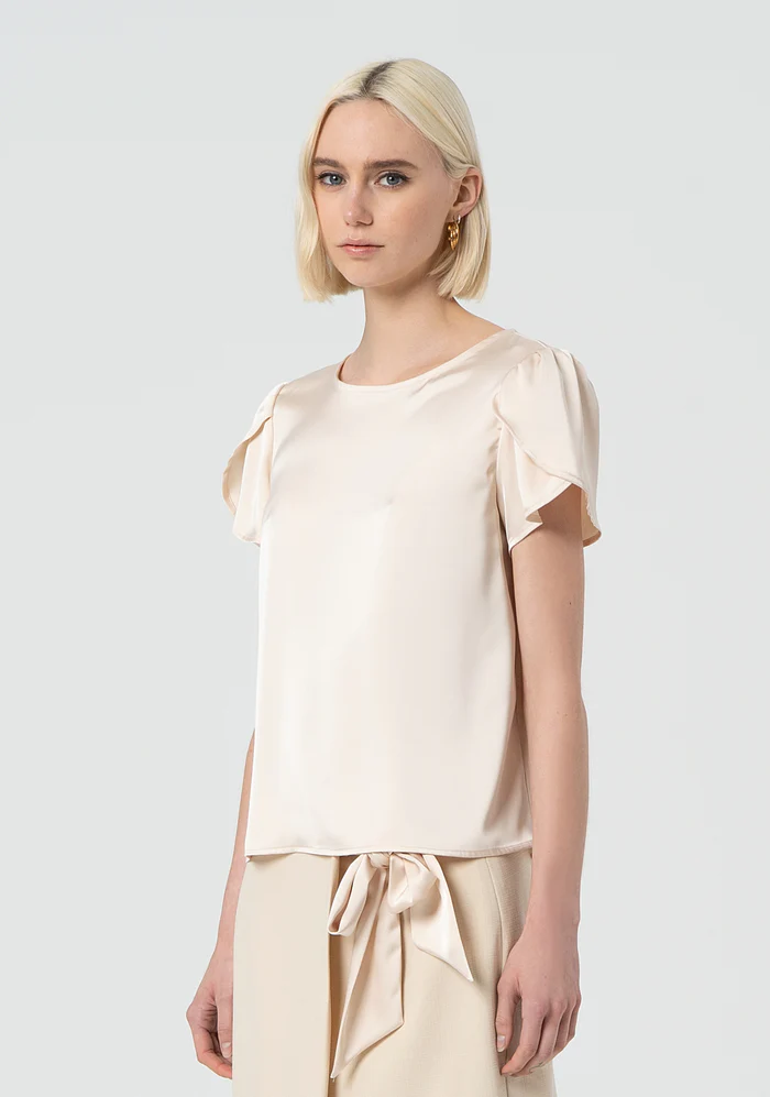 Top regular in raso<BR/> FR25ST1014W73301 SAND FRACOMINA