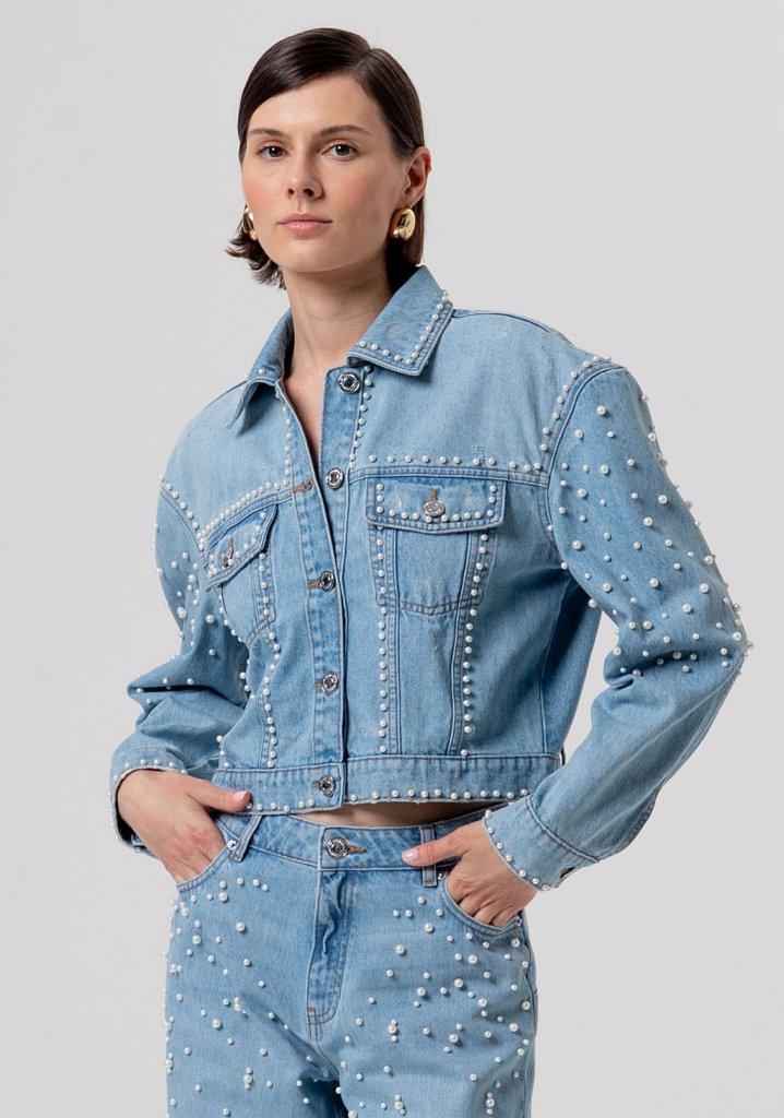 giubbino DONNA in denim con perle FRACOMINA FR26SJ4004D47103 DENIM FRACOMINA
