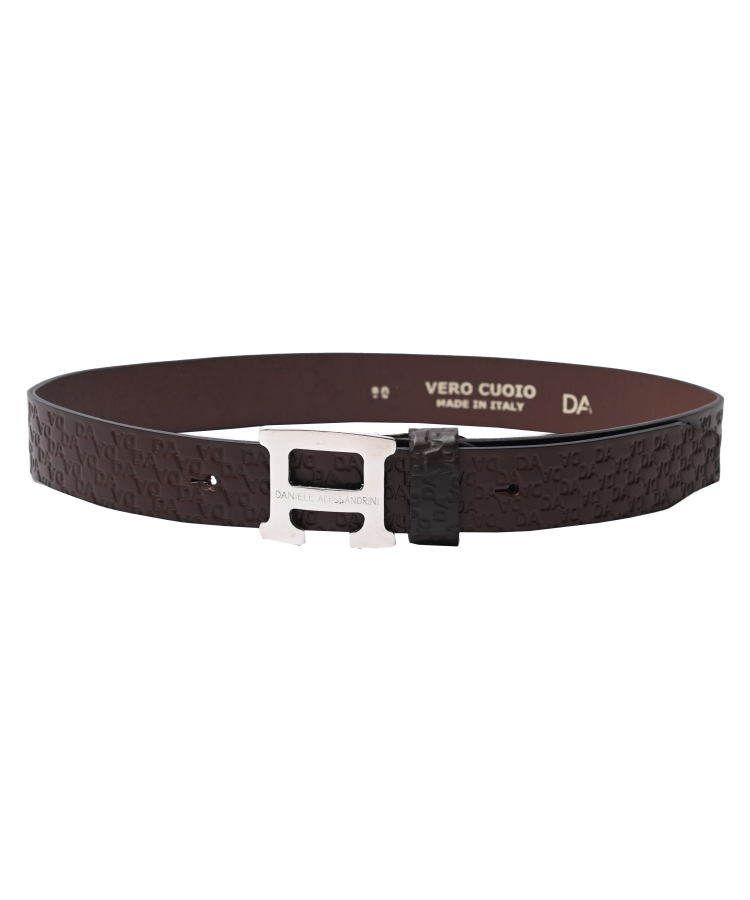 cintura bambino in pelle logata mattone daniele alessandrini AB00549 BROWN DANIELE ALESSANDRINI