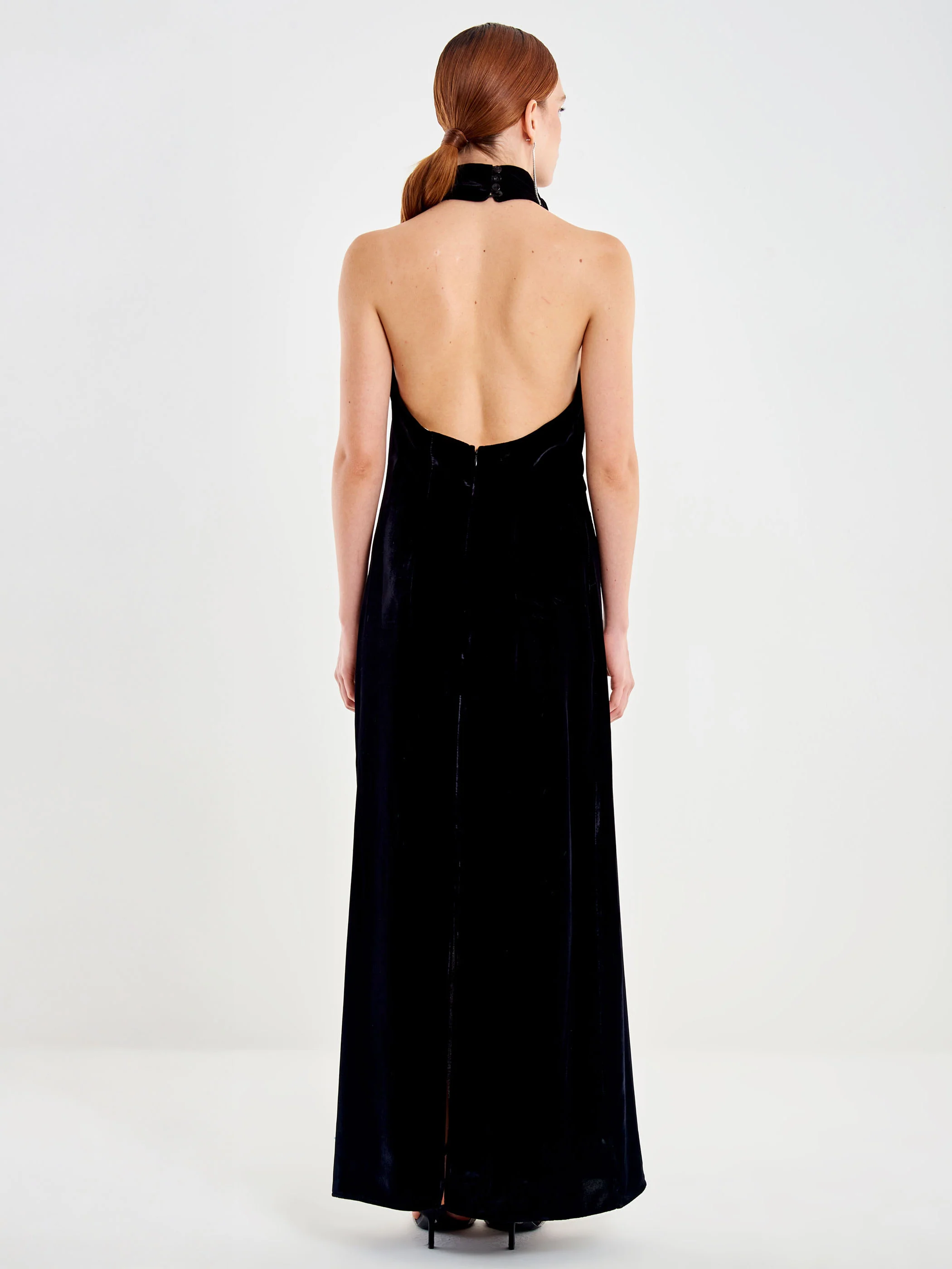 abito donna lungo in velluto nero vicolo TF0969 NERO VICOLO