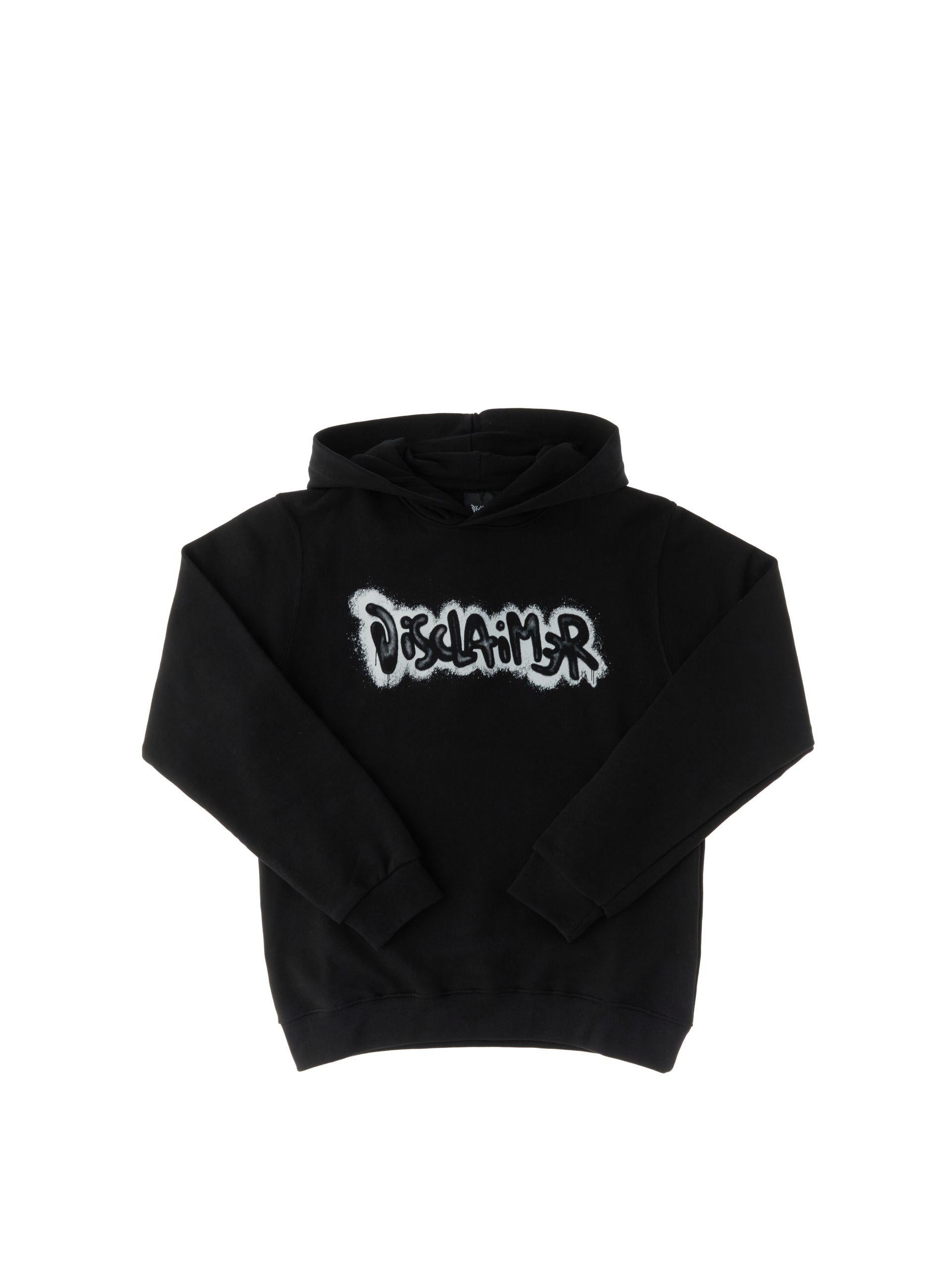 felpa bambino con cappuccio e logo nera disclaimer 58616 NERO DISCLAIMER