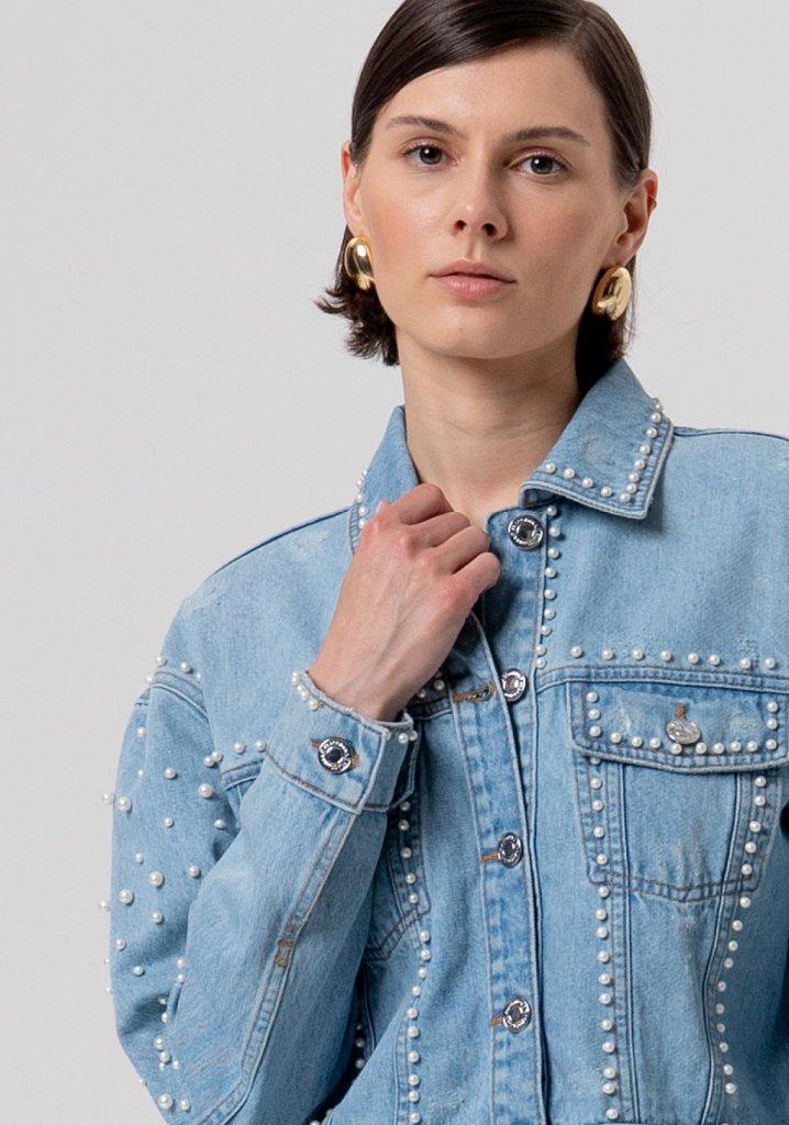 giubbino DONNA in denim con perle FRACOMINA FR26SJ4004D47103 DENIM FRACOMINA