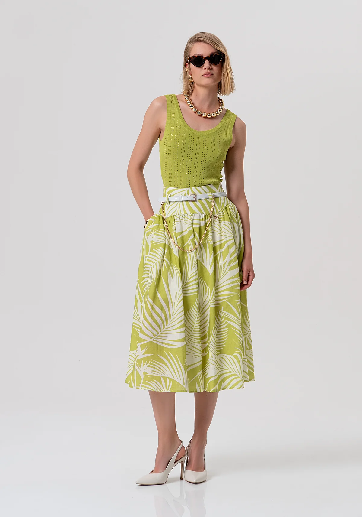 top DONNA SLIM SENZA MANICHE in maglia OLIVA FRACOMINA FR26ST4005K524R9 OLIVA FRACOMINA