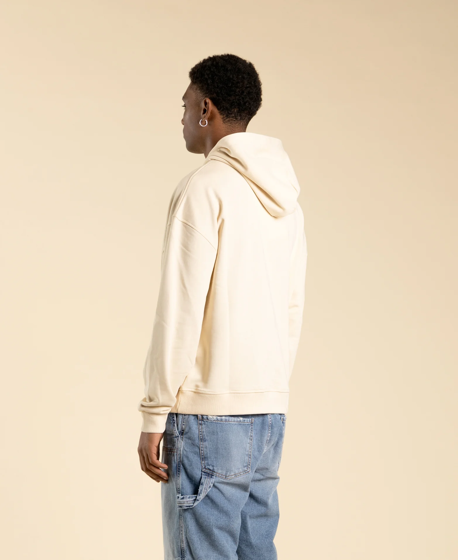 felpa oversize con cappuccio F3333 PANNA I'M BRIAN