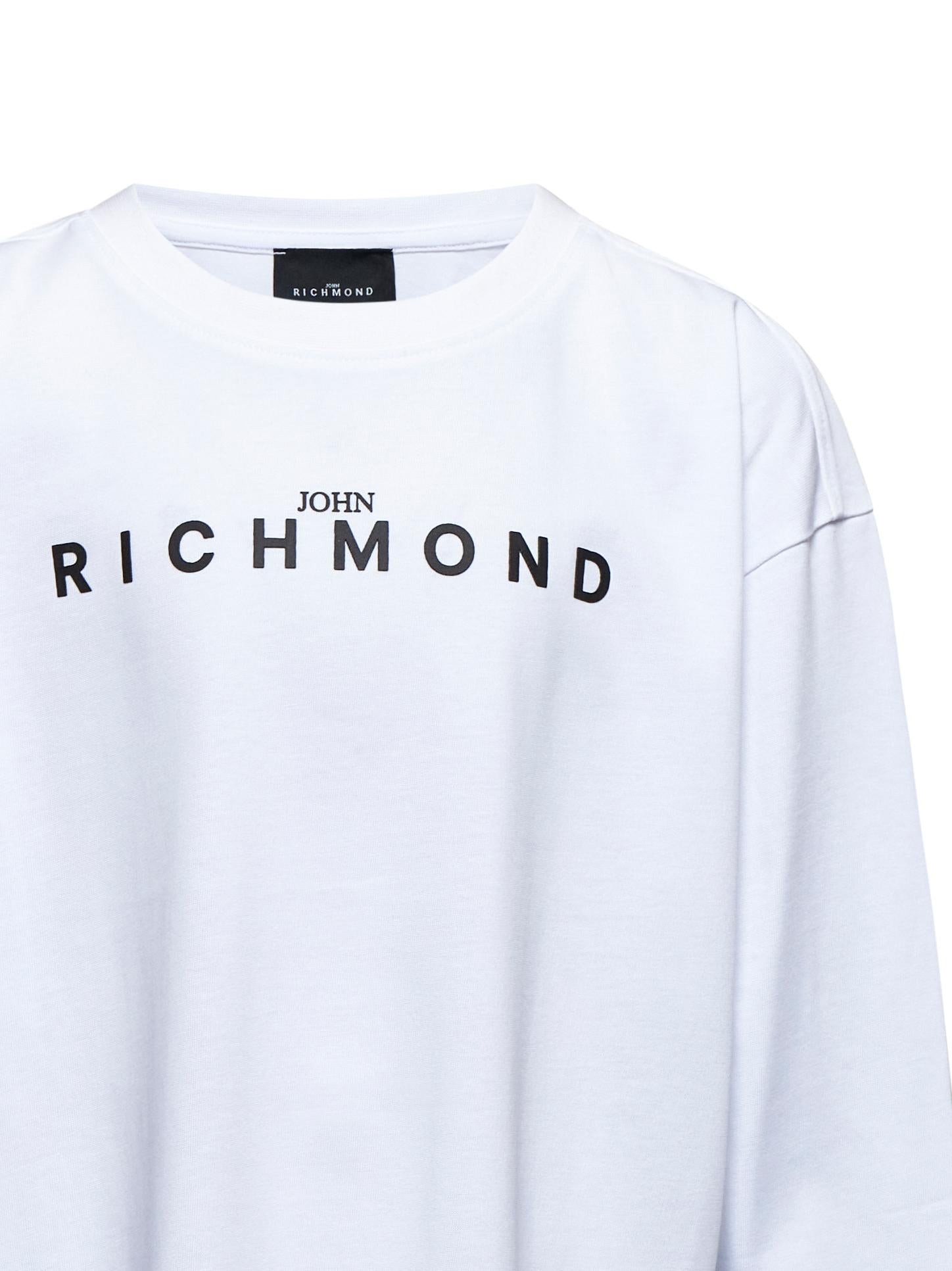 T-SHIRT BAMBINO TECUBE MANICA LUNGA CON LOGO IN RILIEVO BIANCA RICHMOND RBA25016TS WHITE JOHN RICHMOND JUNIOR