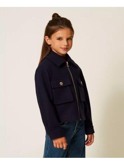 CAPPOTTINO BAMBINA CORTO IN PANNO CON ZIP BLU TWINSET 252GJ2151 CLASSIC BLU TWINSET KIDS