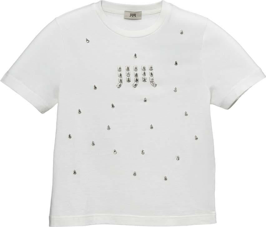 T-SHIRT DONNA MEZZAMANICA CON APPLICAZIONI E LOGO BIANCO JIJIL TS005 BIANCO JIJIL