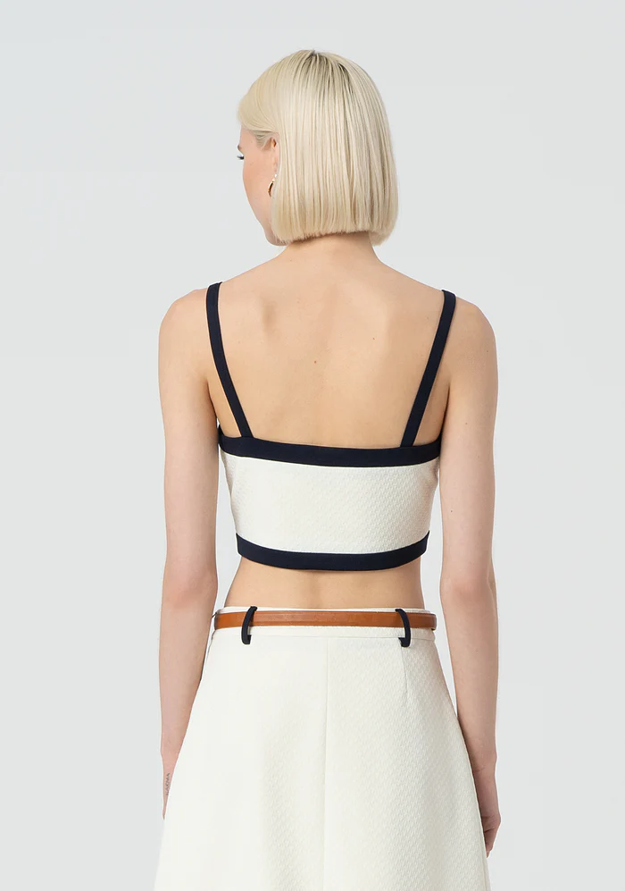 Top cropped senza maniche<BR/> FR25ST2007W516F8 BLU FRACOMINA