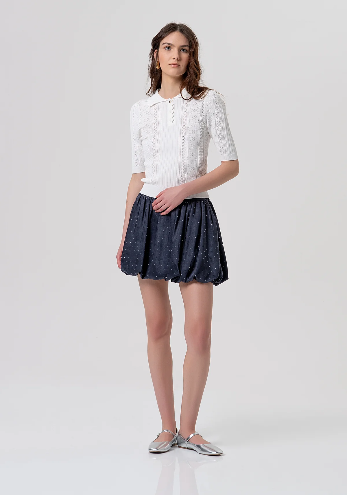 Polo donna slim in maglia con trafori BIANCO fracomina <BR/> FR26ST7013K41601 BIANCO FRACOMINA