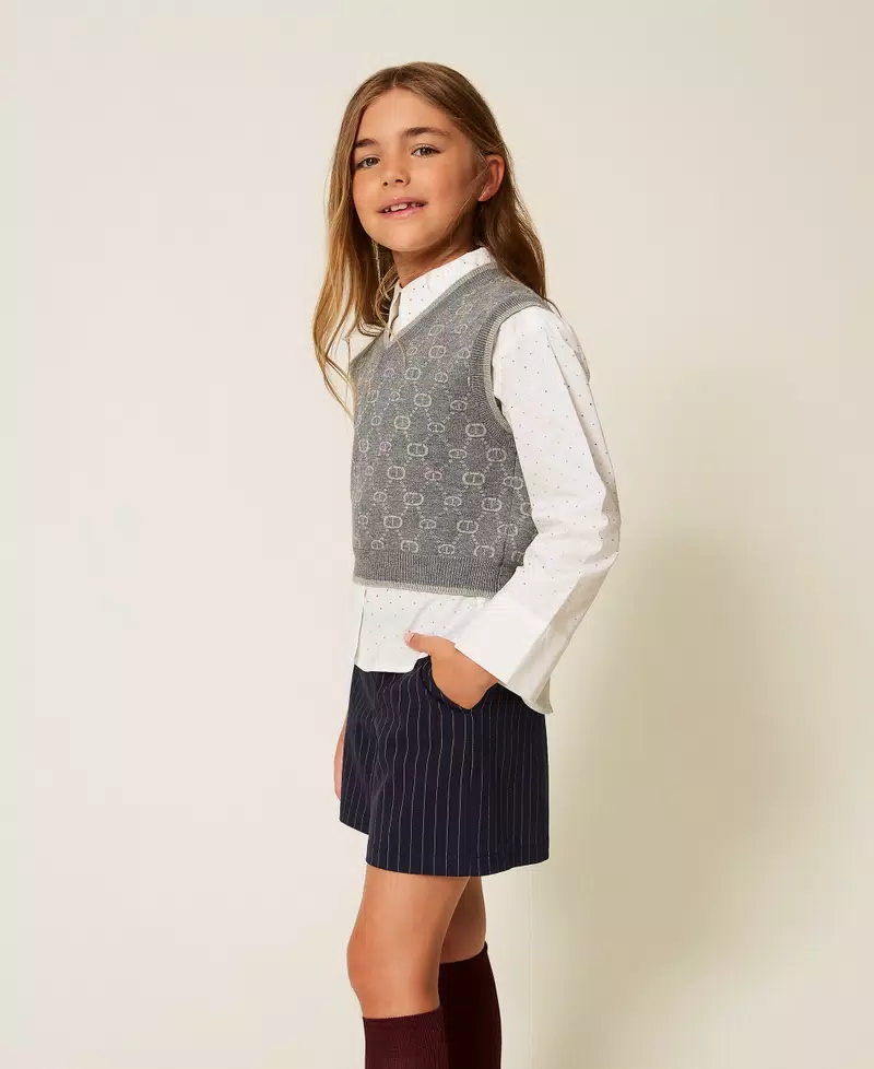 SHORTS BAMBINA GESSATO BLU TWINSET<BR/> 252GJ2041 CLASSIC BLU TWINSET KIDS