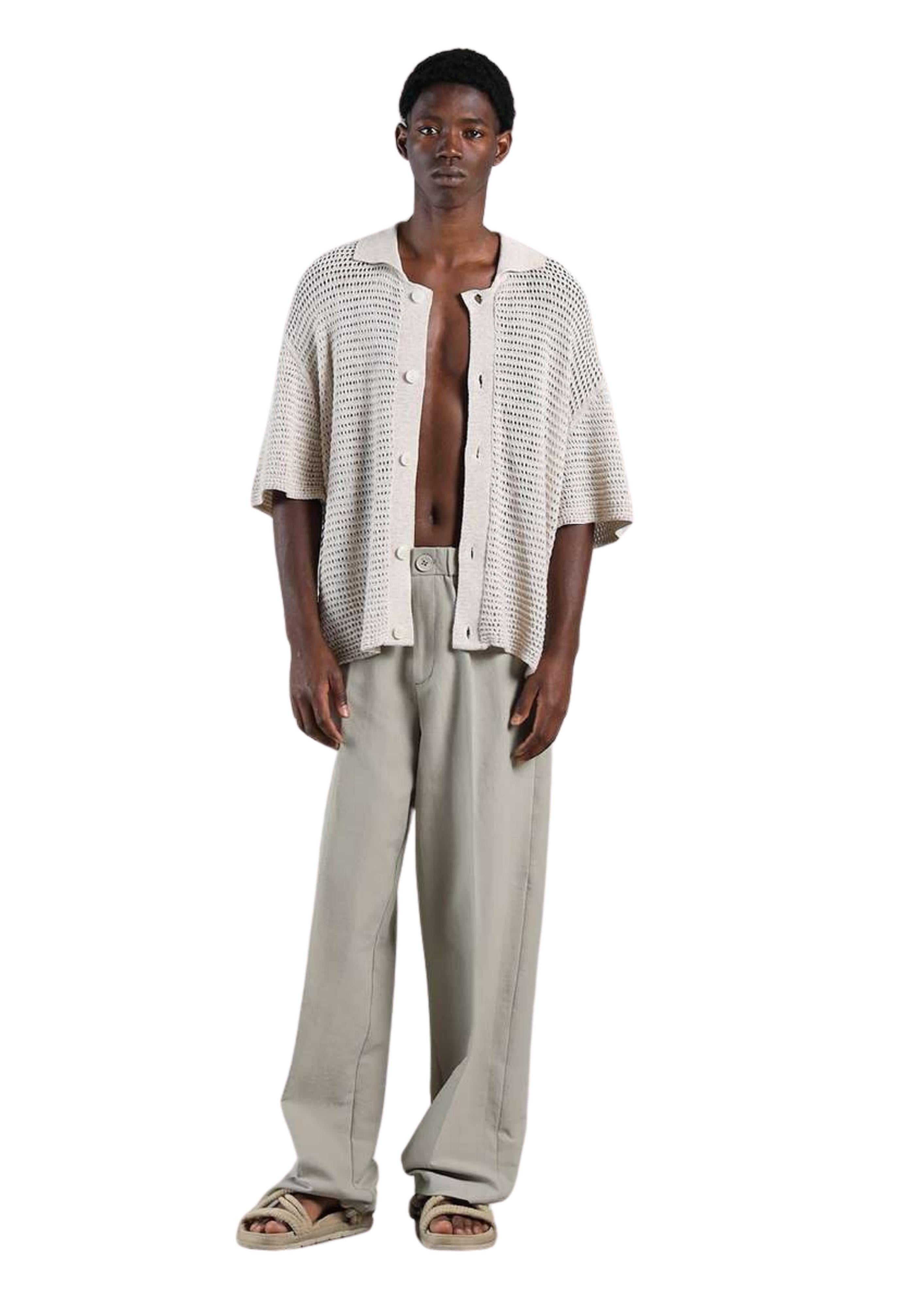 polo uomo mezza manica in maglia beige I'm Brian MA3609 LINO I'M BRIAN