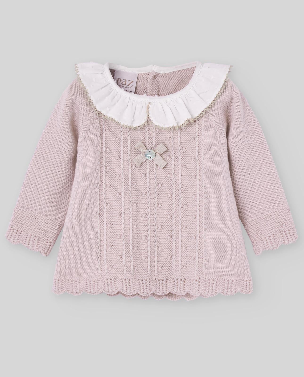 COORDINATO NEONATA MAGLIA E GHETTINA LUNGA ROSA ANTICO PAZ RODRIGUEZ 103-112892 ROSA ANTICO PAZ RODRIGUEZ