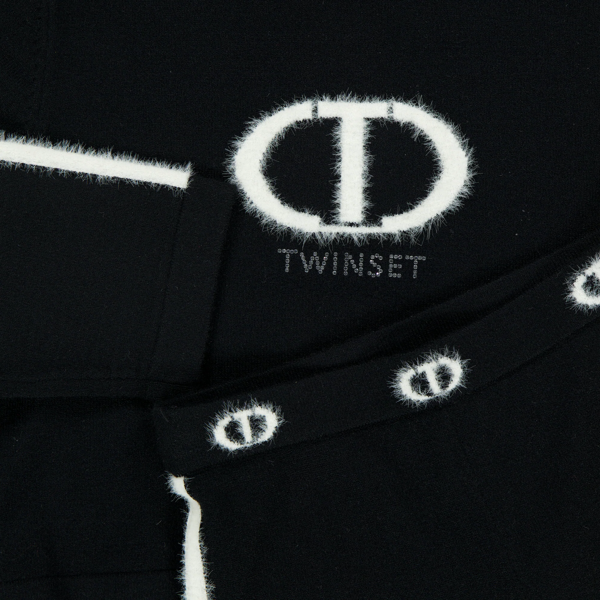 COORDINATO BAMBINA IN MAGLIA CON LOGO NERO TWINSET 252GB3023 BIANCO\NERO TWINSET KIDS