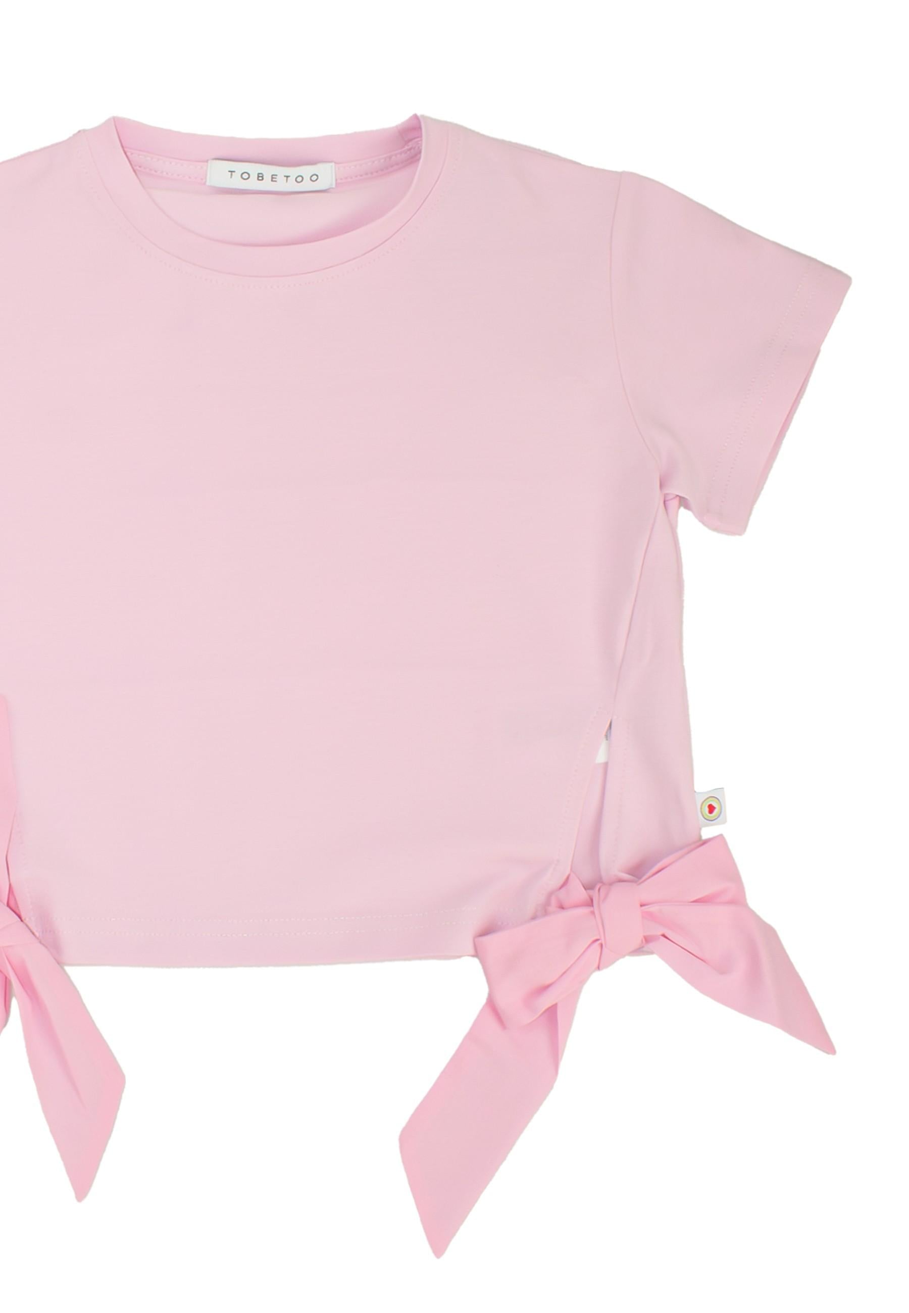 t-shirt BAMBINA CON FIOCCHI ROSA TO BE TOO TB1595T ROSA TO BE TOO