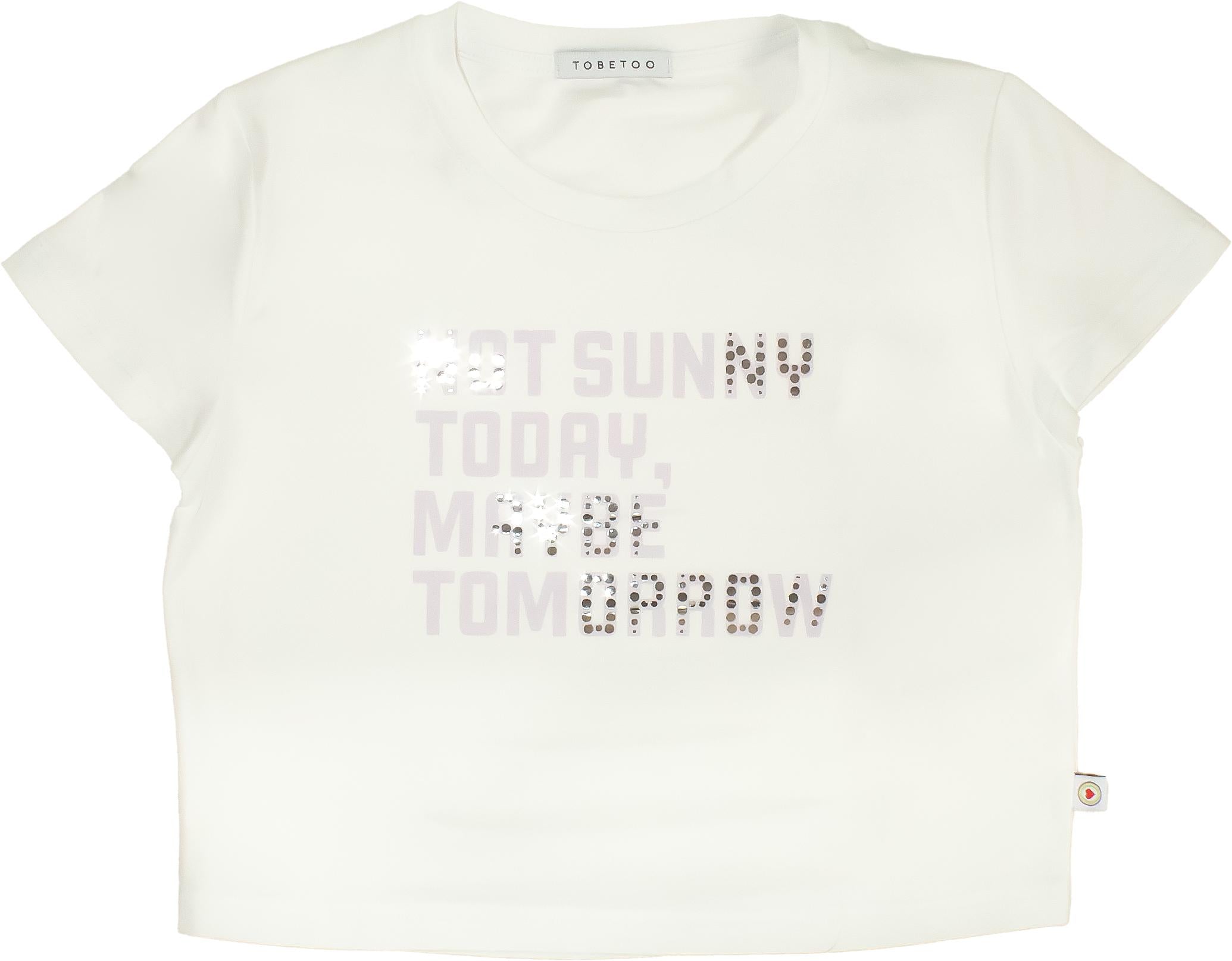 T-SHIRT BAMBINA CON STAMPA E GRAFICA BIANCO TO BE TOO T1382T BIANCO TO BE TOO