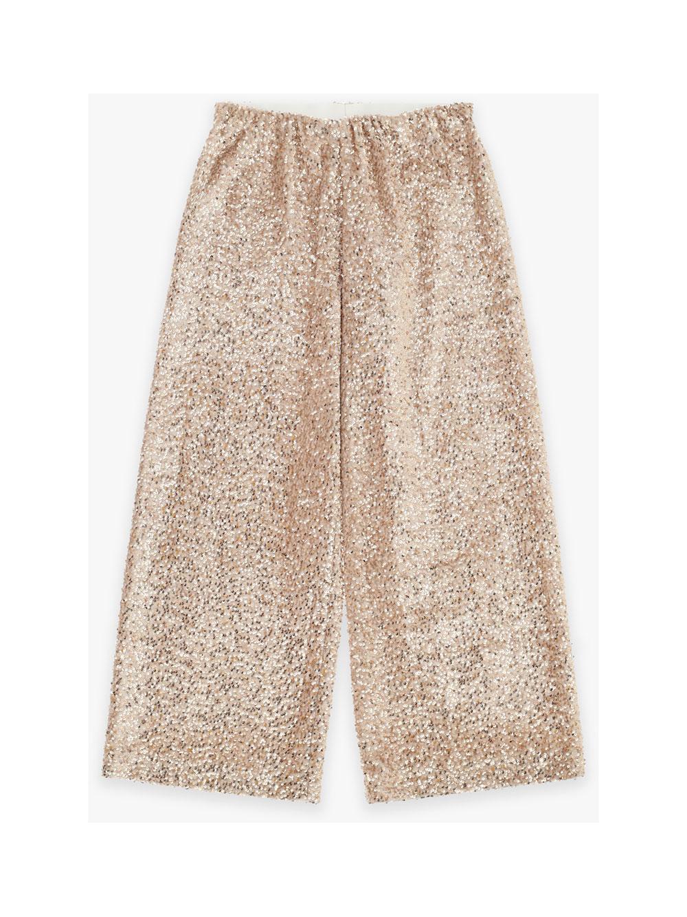 pantalonebambina palazzo con glitter beige dixie PE16390G79 BEIGE DIXIE