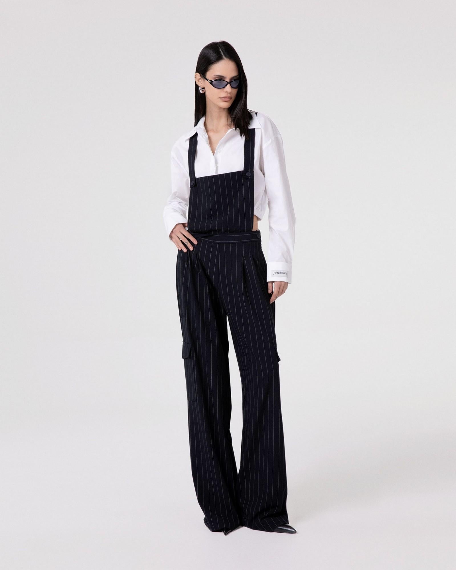 SALOPETTE DONNA GESSATA OVER CON TASCONI BLU HINNOMINATE HMABW02574 BLU HINNOMINATE