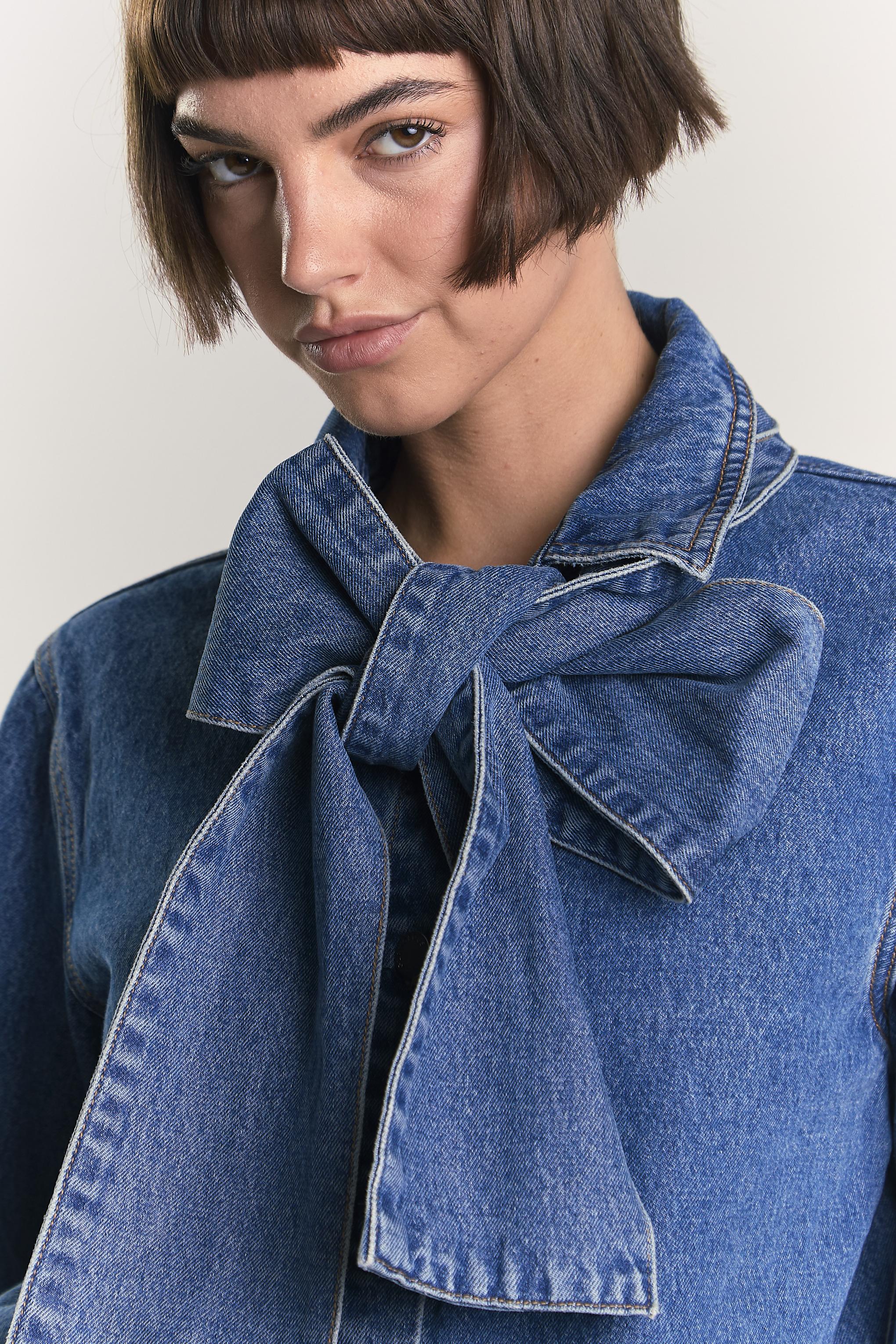 CAMICIA DONNA CON FIOCCO IN DENIM GLAMOROUS AN5538 BLU DENIM GLAMOROUS