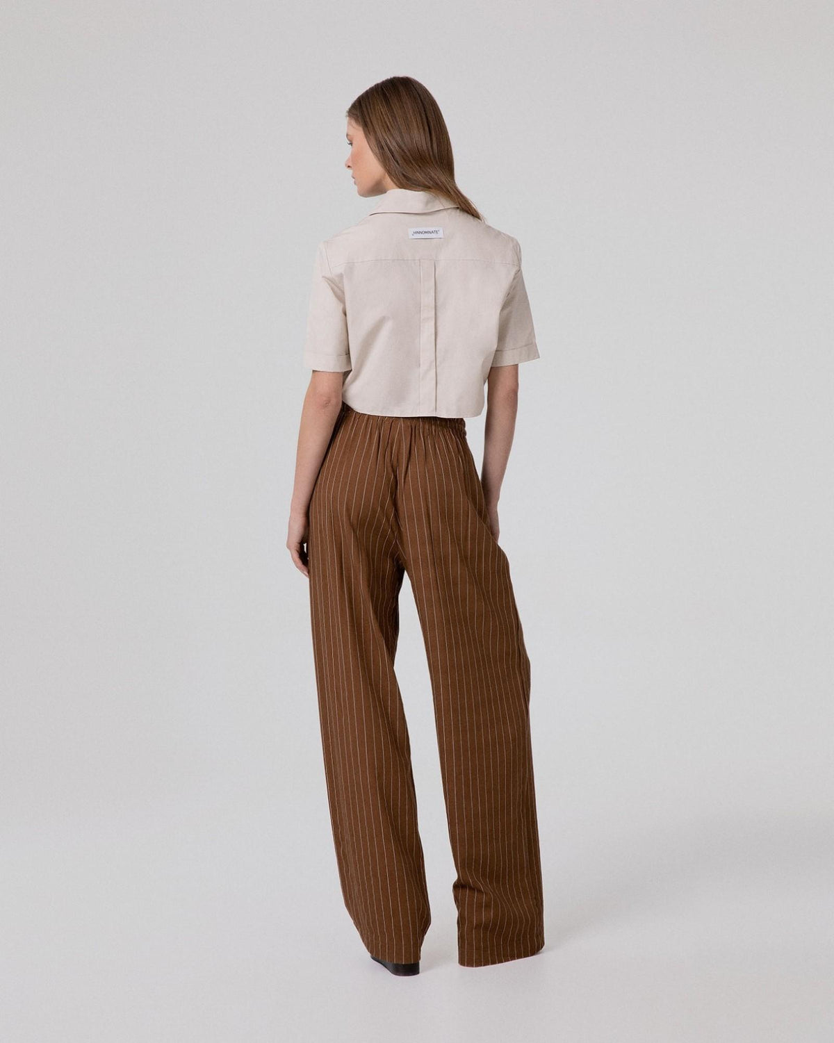 PANTALONE DONNA IN LINO GESSATO OVER CON COULISSE MOKA HINNOMINATE HMABW02656 MOKA HINNOMINATE