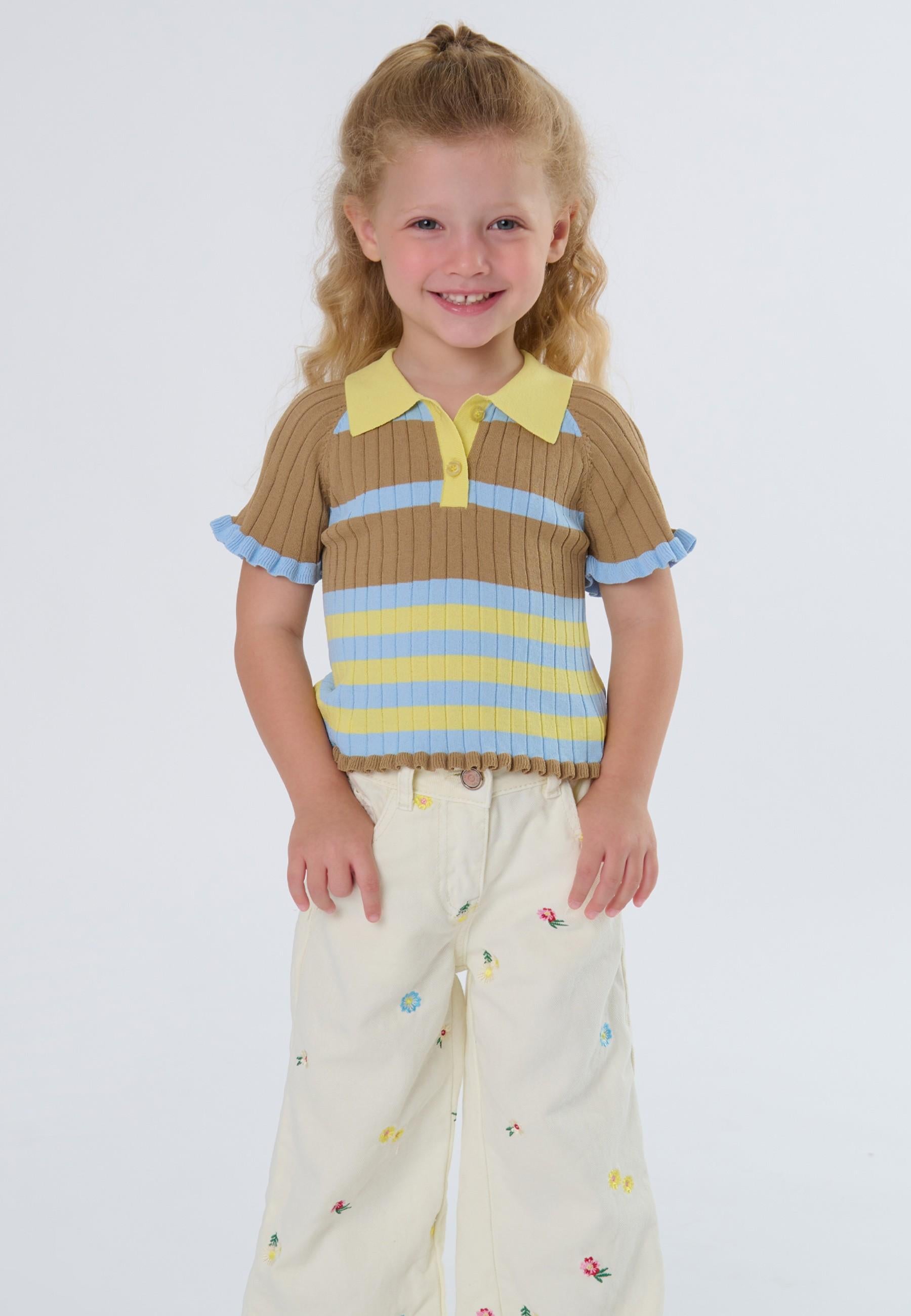 POLO BAMBINA IN MAGLIA A RIGHE MULTICOLORE TO BE TOO TB1565M UNICA TO BE TOO