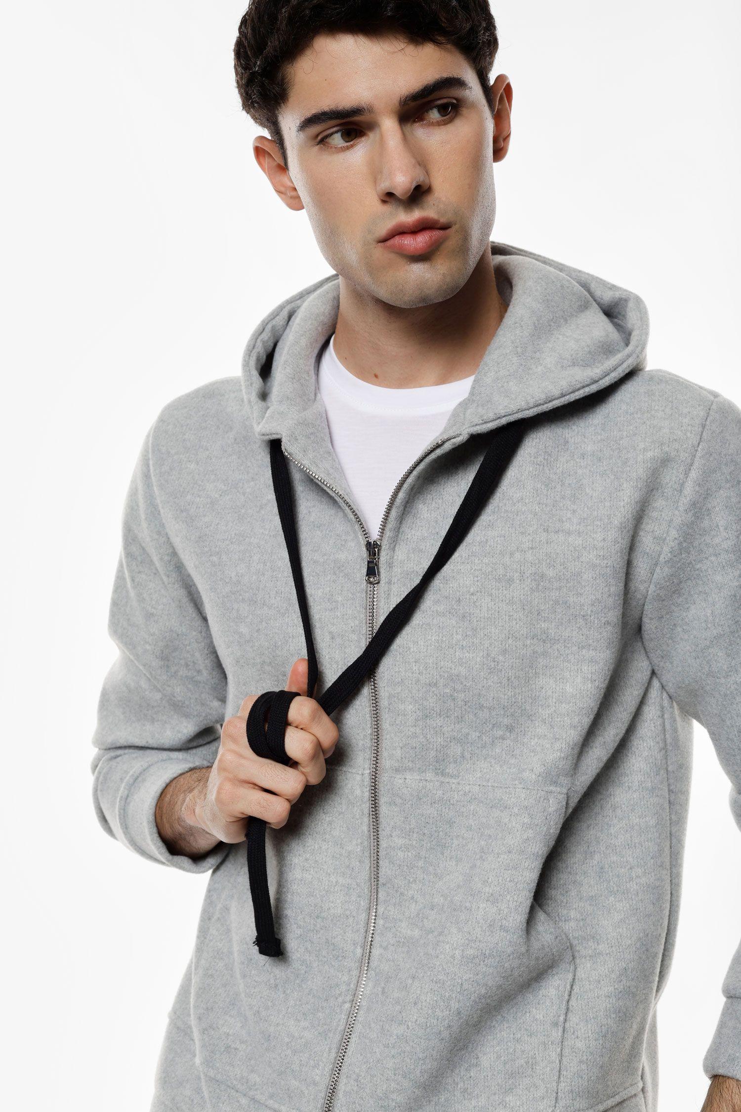 felpa uomo con cappuccio e zip grigio imperial F8406F001 GRIGIO IMPERIAL UOMO