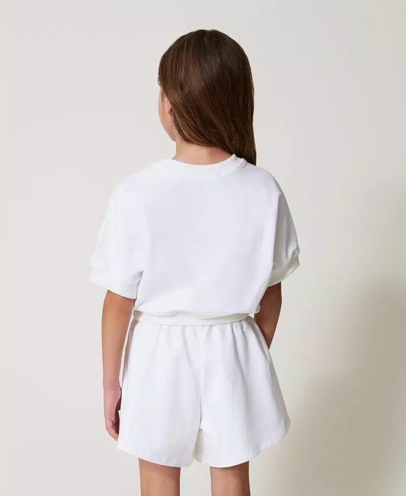 Felpa con Oval T e shorts 251GJ2580 BIANCO TWINSET KIDS