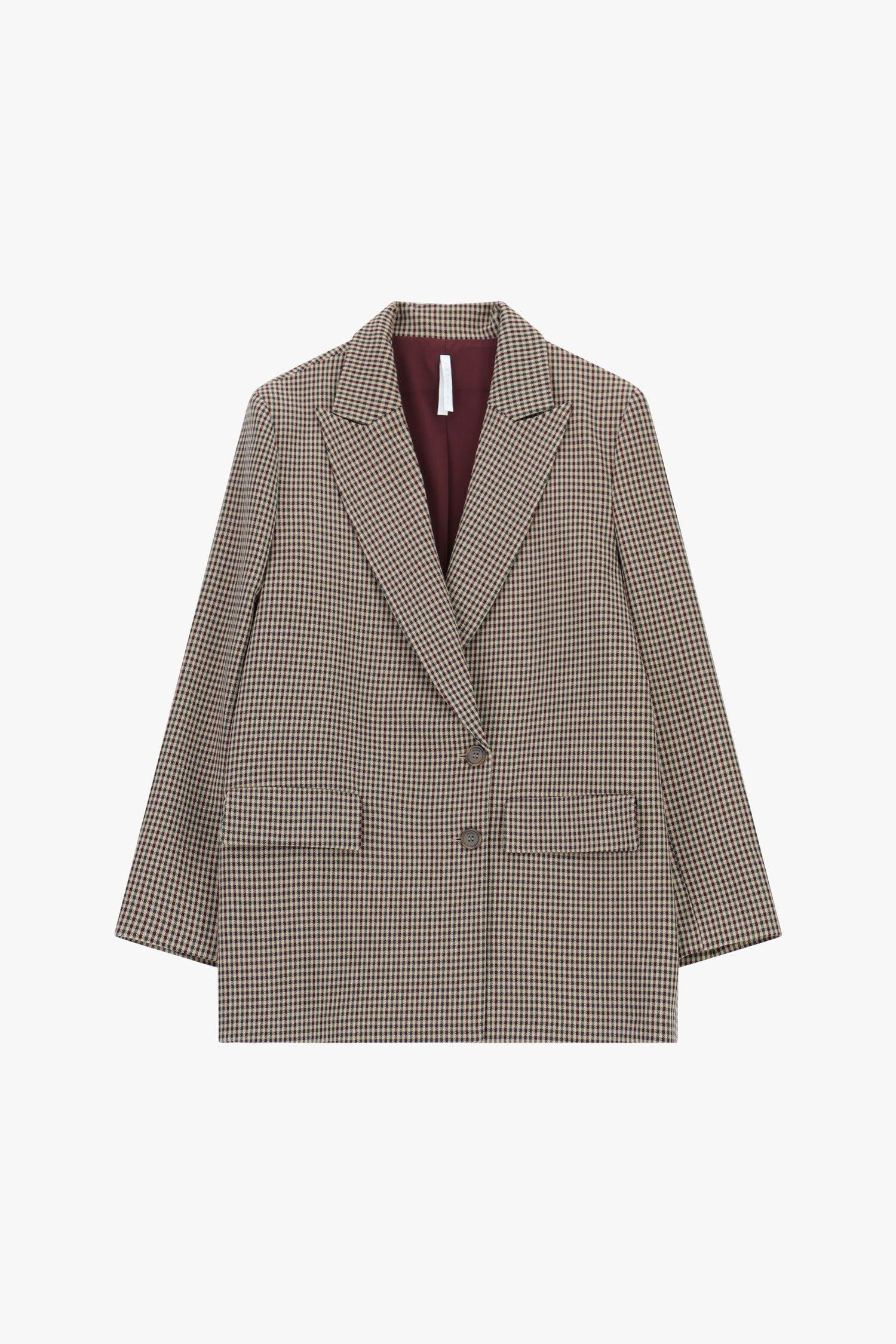 giacca donna a quadretti oversize bordeaux imperial JBI9KNK BORDEAUX IMPERIAL