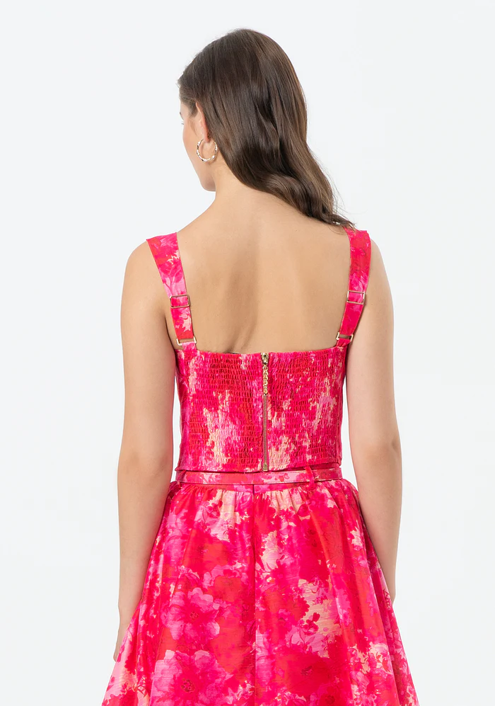 Bustier aderente in fantasia multicolor
