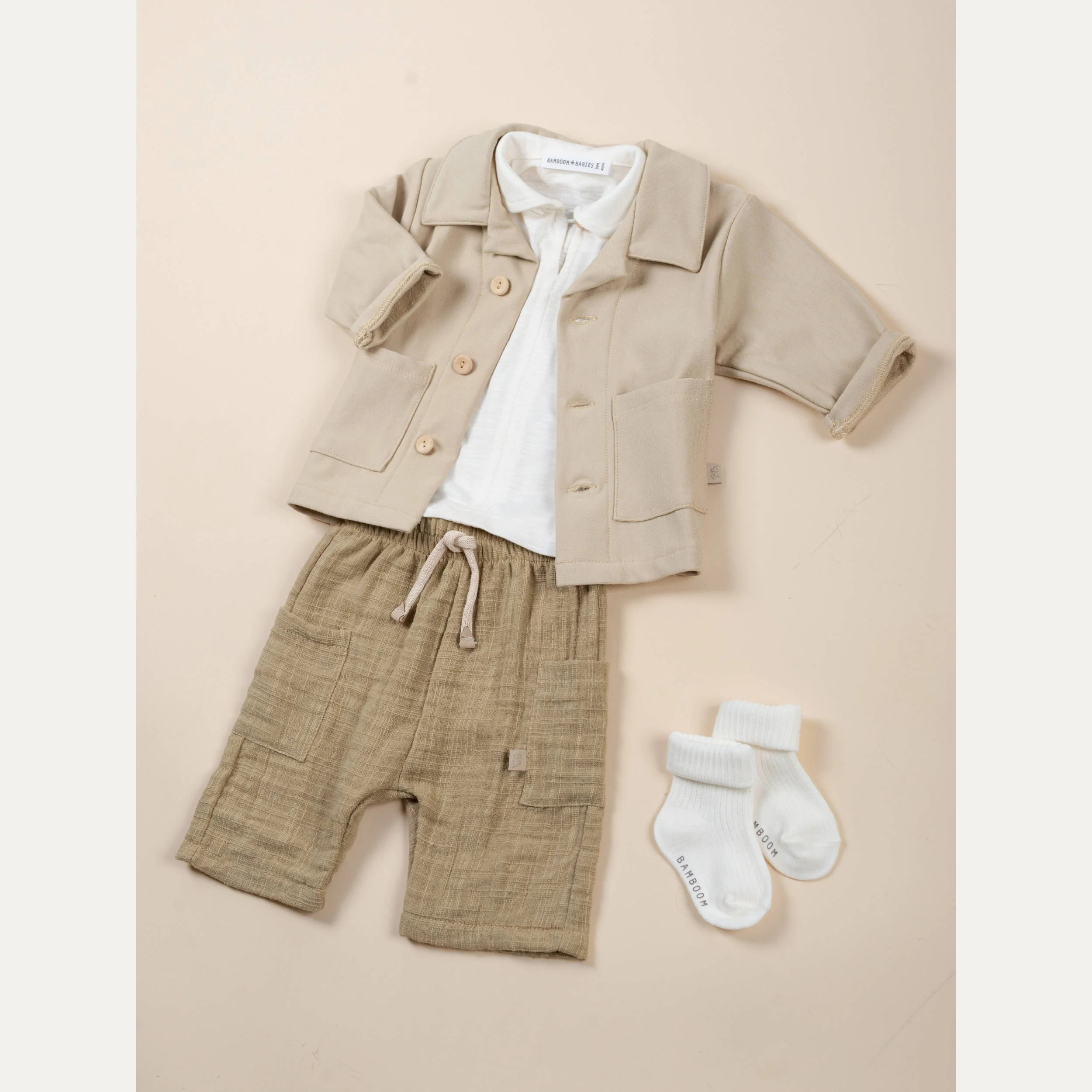 SHORTS NEONATO IN LINO MUSTARD BAMBOOM 1166TE MUSTARD BAMBOOM