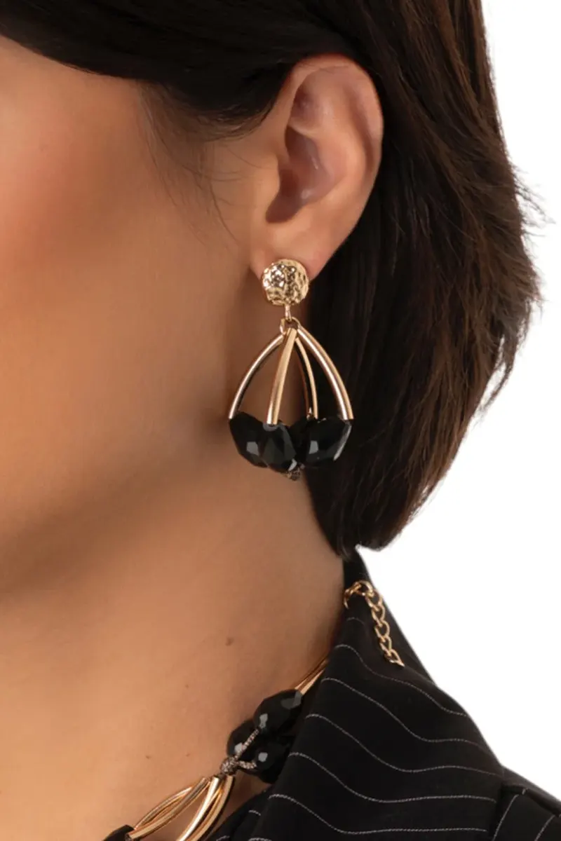 ORECCHINI DONNA PENDENTI IN METALLO CON PIETRE NERE MYA ACCESSORIES G13012 NERO MYA ACCESORIES