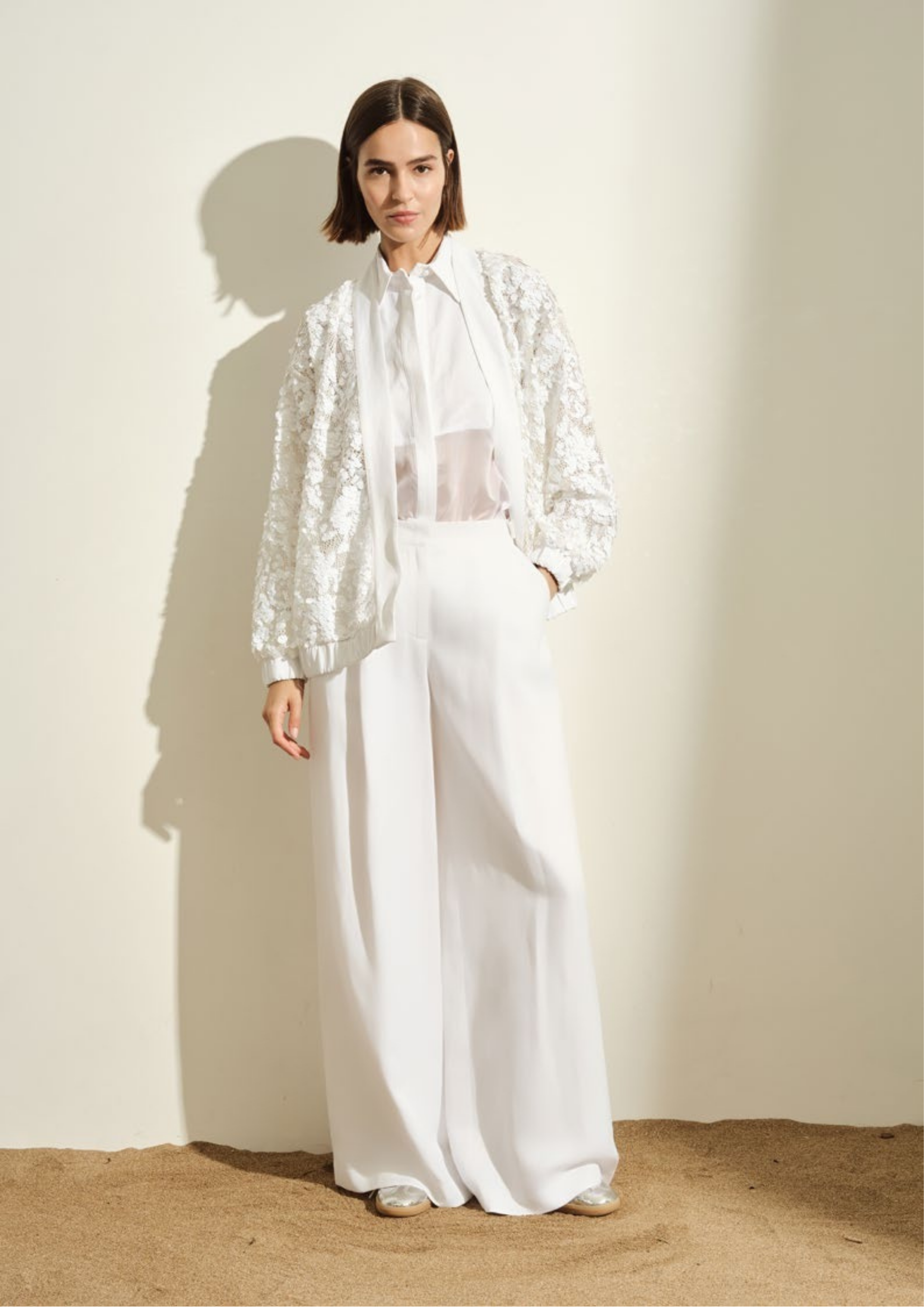 GIACCA DONNA CARDIGAN IN PAILETTES BIANCO JIJIL GI144 BIANCO JIJIL