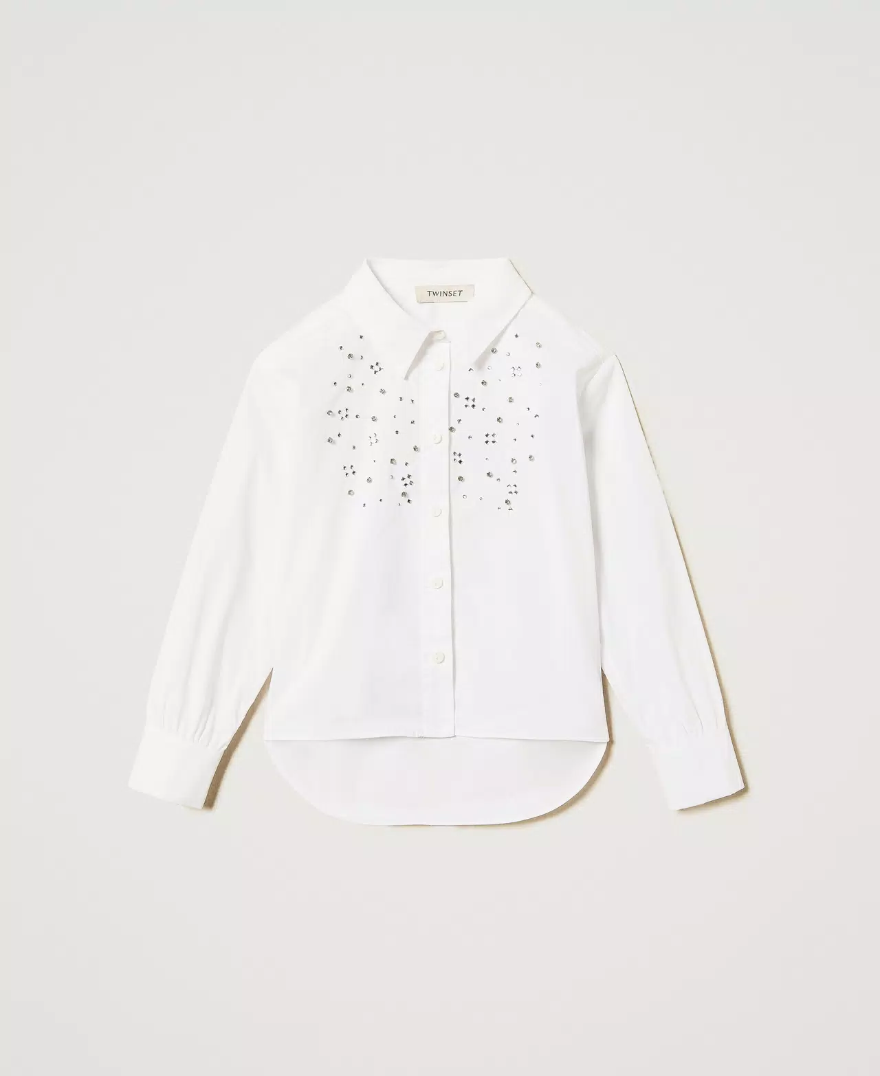 Maxi camicia in popeline con ricamo 251GJ2QM0 BIANCO TWINSET KIDS