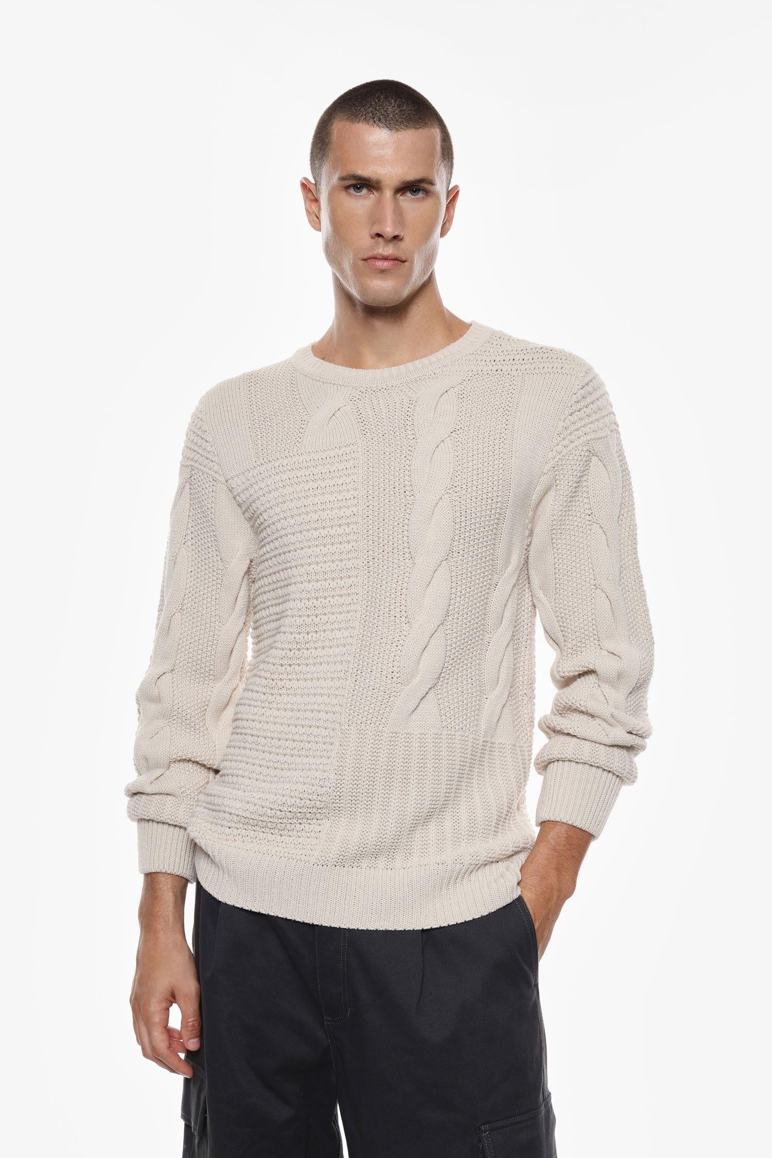 maglione uomo trecce collo tondo beige imperial M3614TWEN PANNA IMPERIAL UOMO