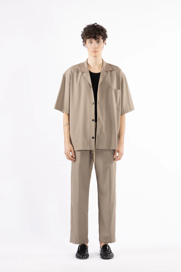 pantalone uomo con elastico in vita e culisse fondo regolare taupe i'm brian PA3685 TAUPE I'M BRIAN