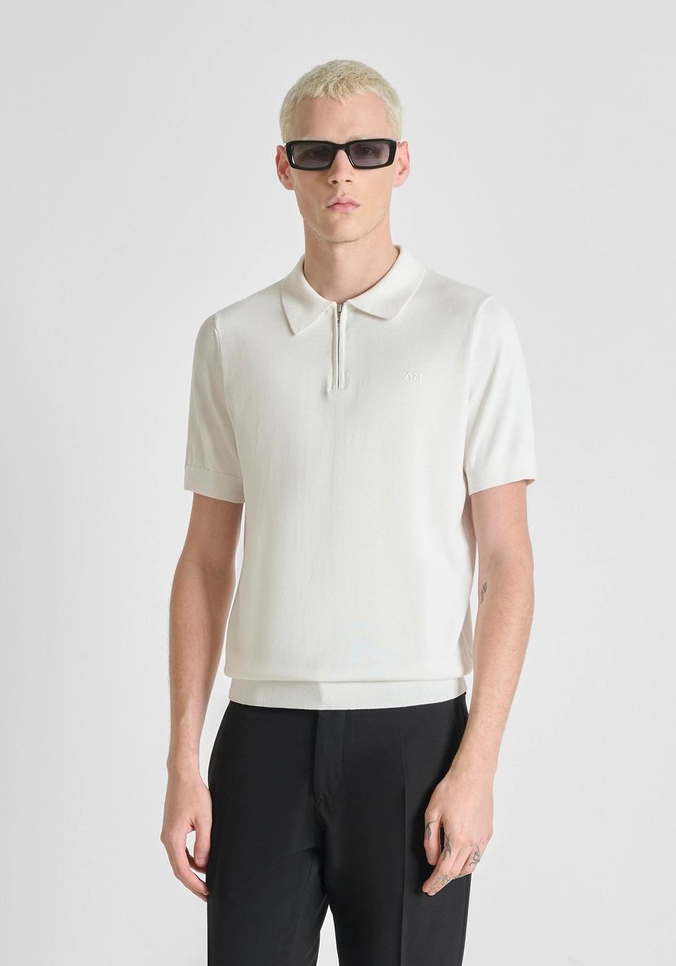POLO UOMO MEZZA MANICA IN MAGLIA CON ZIP BIANCO ANTONY MORATO MMSW01596 YA200076 PANNA ANTONY MORATO