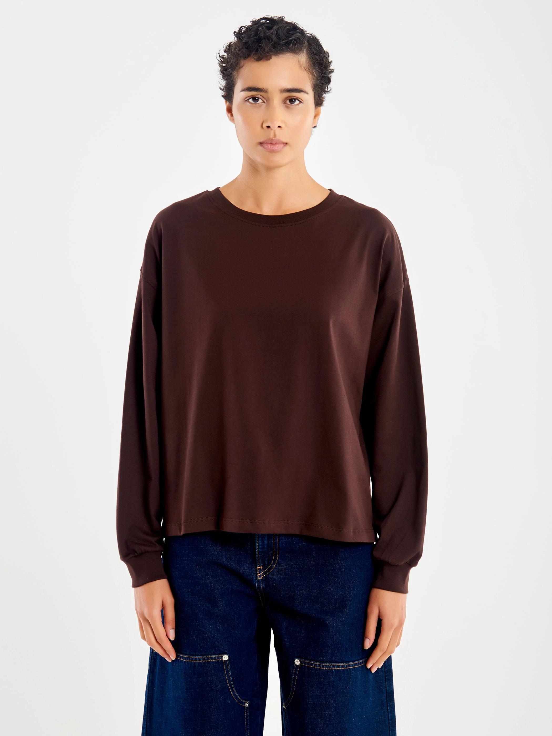 t-shirt DONNA basica manica lunga MARRONE VICOLO UF0184 MARRONE VICOLO