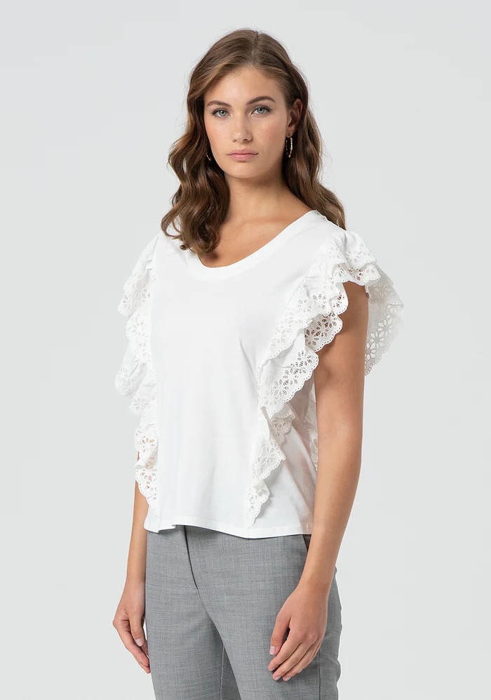 Top regular in jersey<BR/> FR25ST2016J401R1 CREAM FRACOMINA