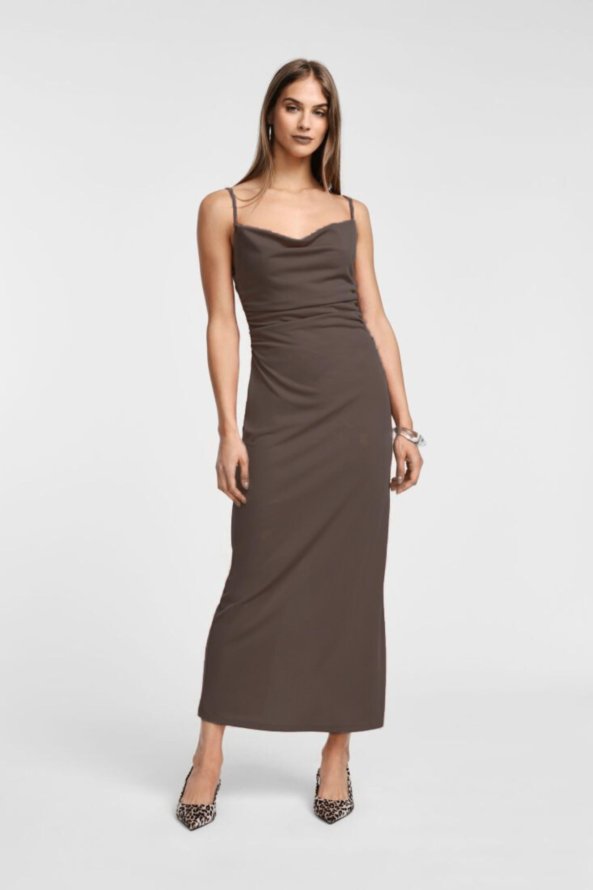 abito DONNA LUNGO CON SPALLINE E SCOLLO SULLA SCHIENA MORO PLEASE A12MAKV000 MORO PLEASE