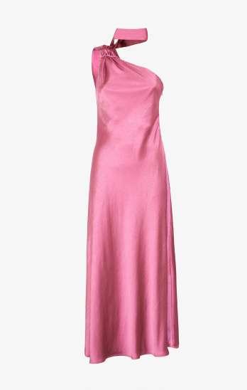 ABITO DONNA LUNGO MONOSPALLA SATIN PEONIA SHIKI SK26011 FUCSIA SHIKI